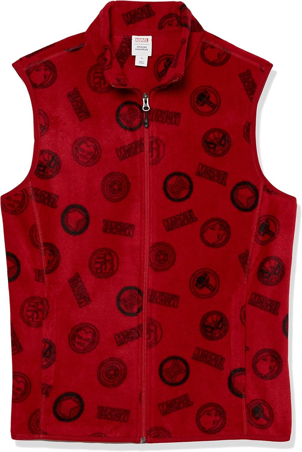imageAmazon Essentials Disney  Marvel  Star Wars Mens Polar Fleece VestsMarvel Logo