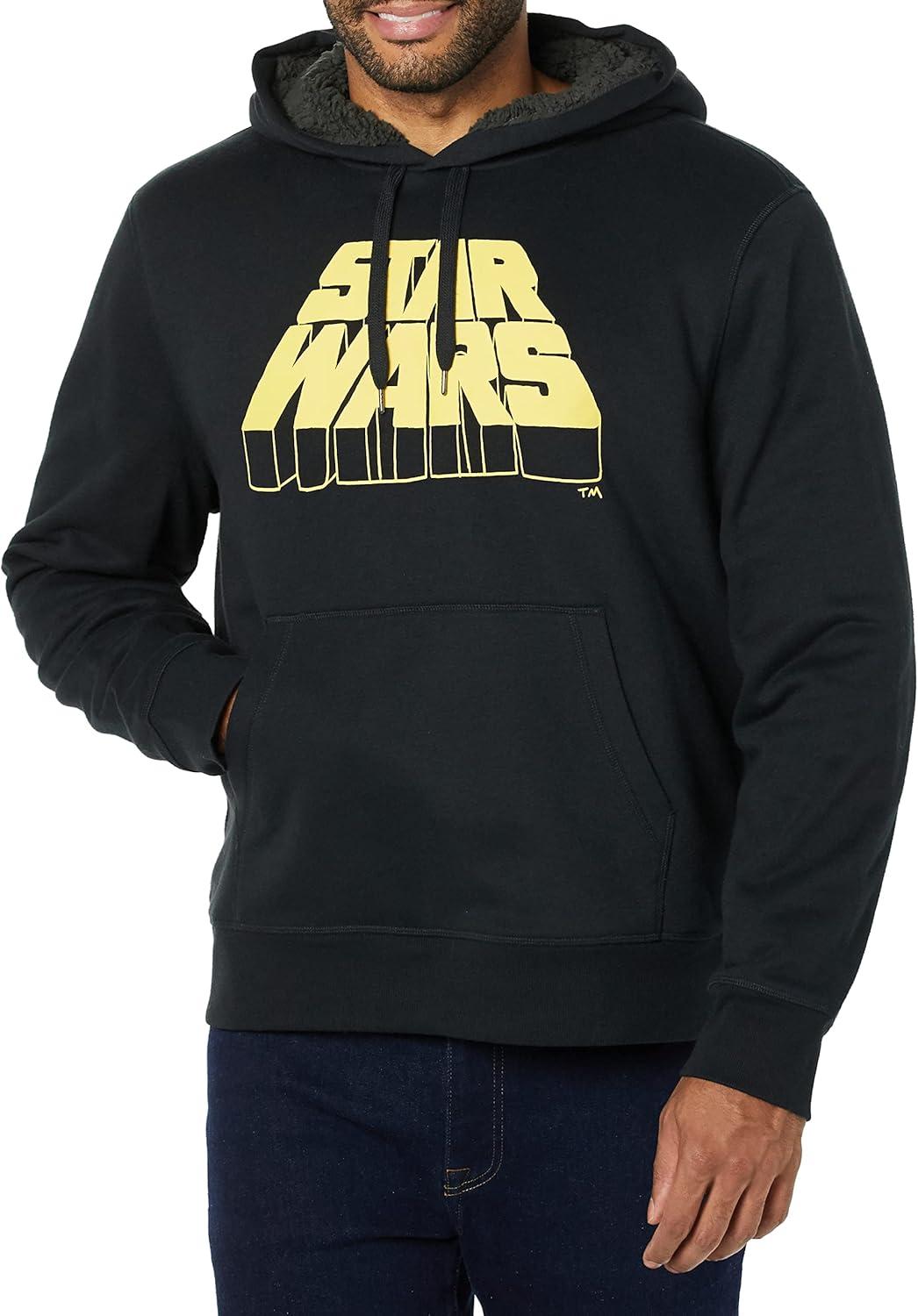 imageAmazon Essentials Disney  Marvel  Star Wars Mens SherpaLined Pullover Hoodie SweatshirtStar Wars Logo