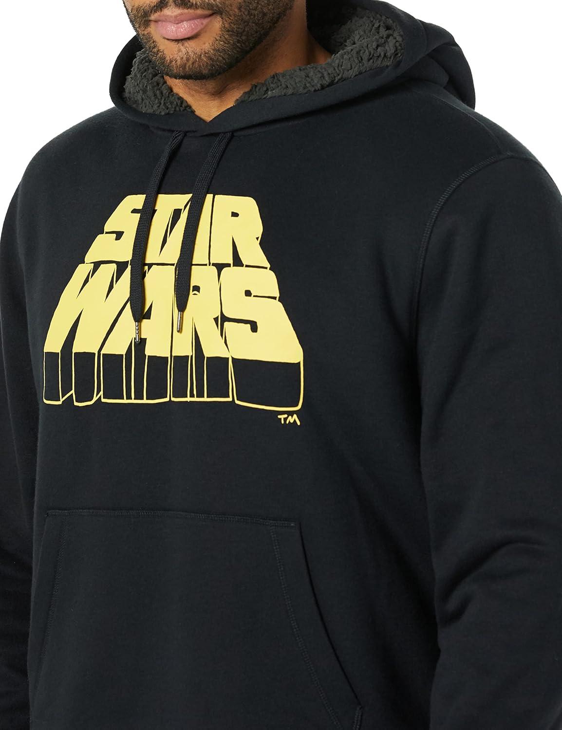 imageAmazon Essentials Disney  Marvel  Star Wars Mens SherpaLined Pullover Hoodie SweatshirtStar Wars Logo