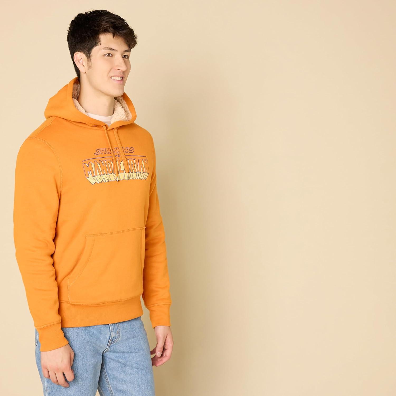 imageAmazon Essentials Disney  Marvel  Star Wars Mens SherpaLined Pullover Hoodie SweatshirtStar Wars Mando