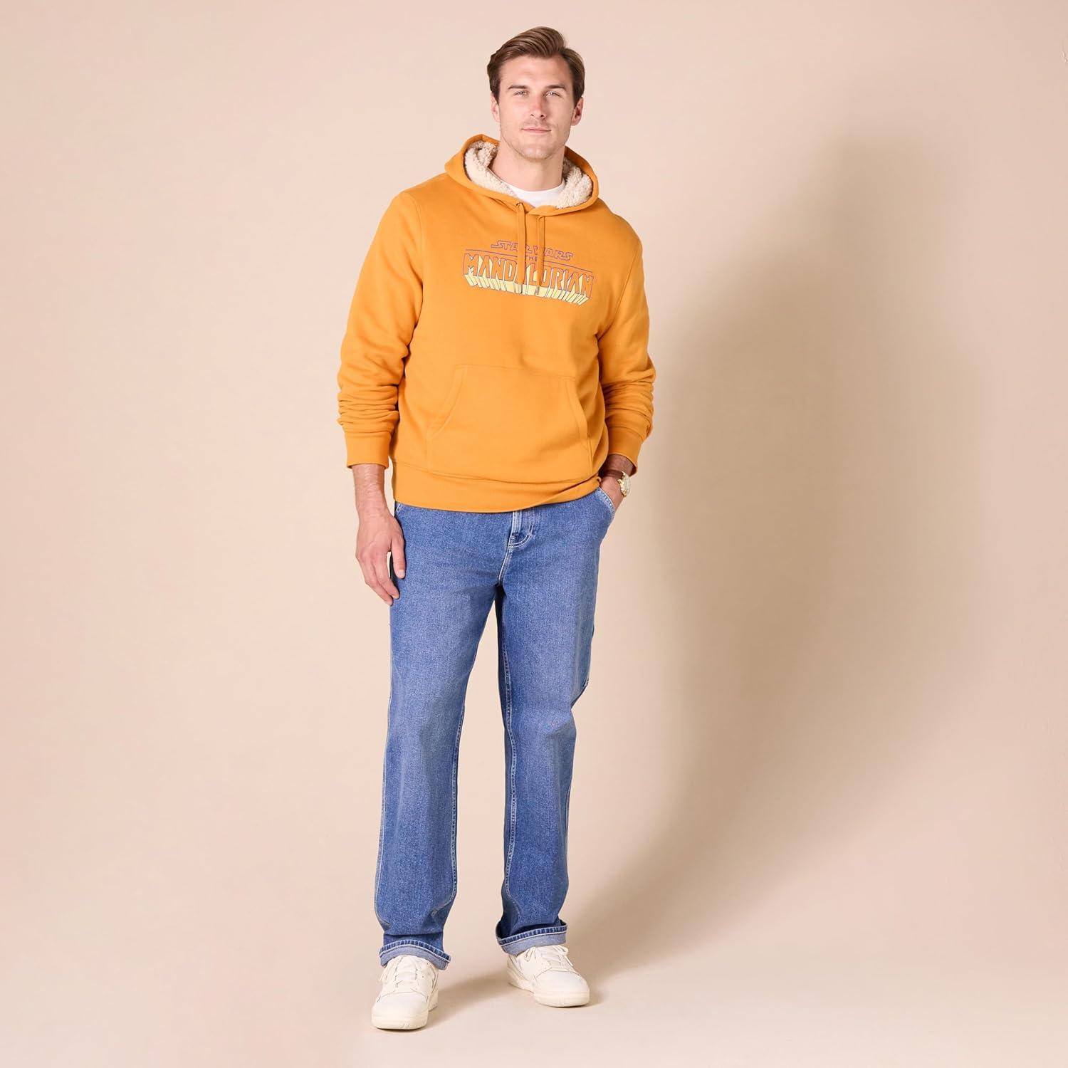 imageAmazon Essentials Disney  Marvel  Star Wars Mens SherpaLined Pullover Hoodie SweatshirtStar Wars Mando