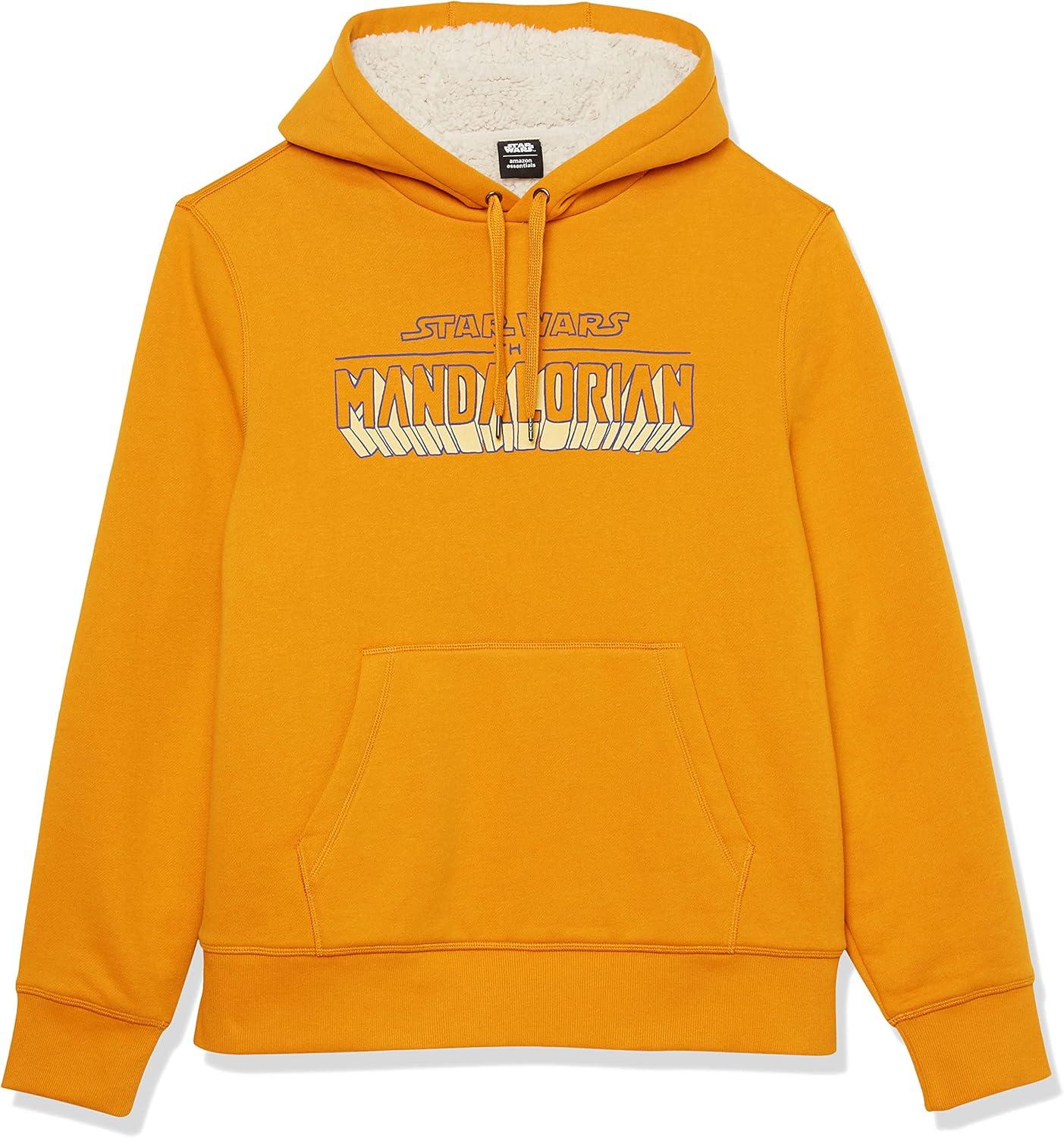imageAmazon Essentials Disney  Marvel  Star Wars Mens SherpaLined Pullover Hoodie SweatshirtStar Wars Mando