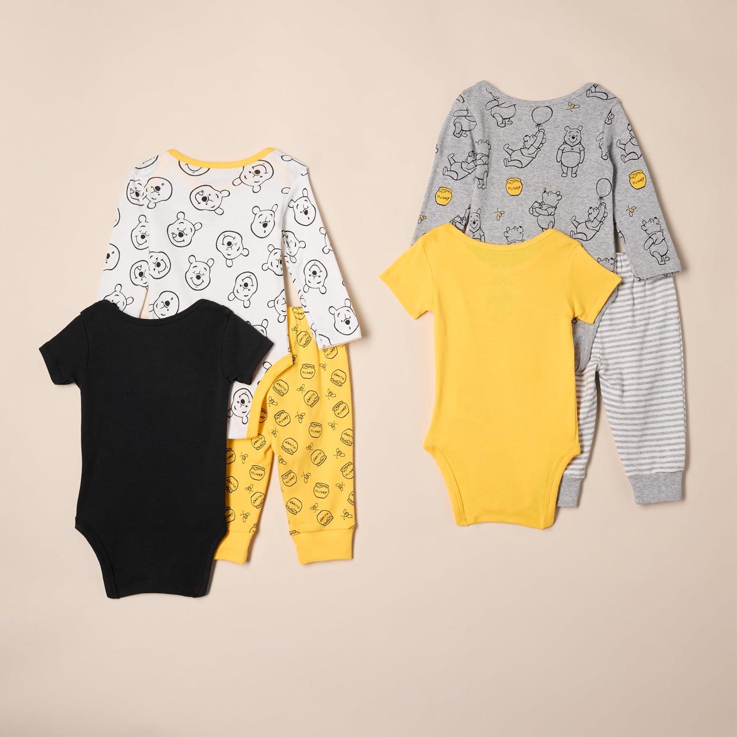 imageAmazon Essentials Disney  Marvel  Star Wars Unisex Babies 6Piece Outfit Set Pack of 6Winnie the Pooh Oh Bother