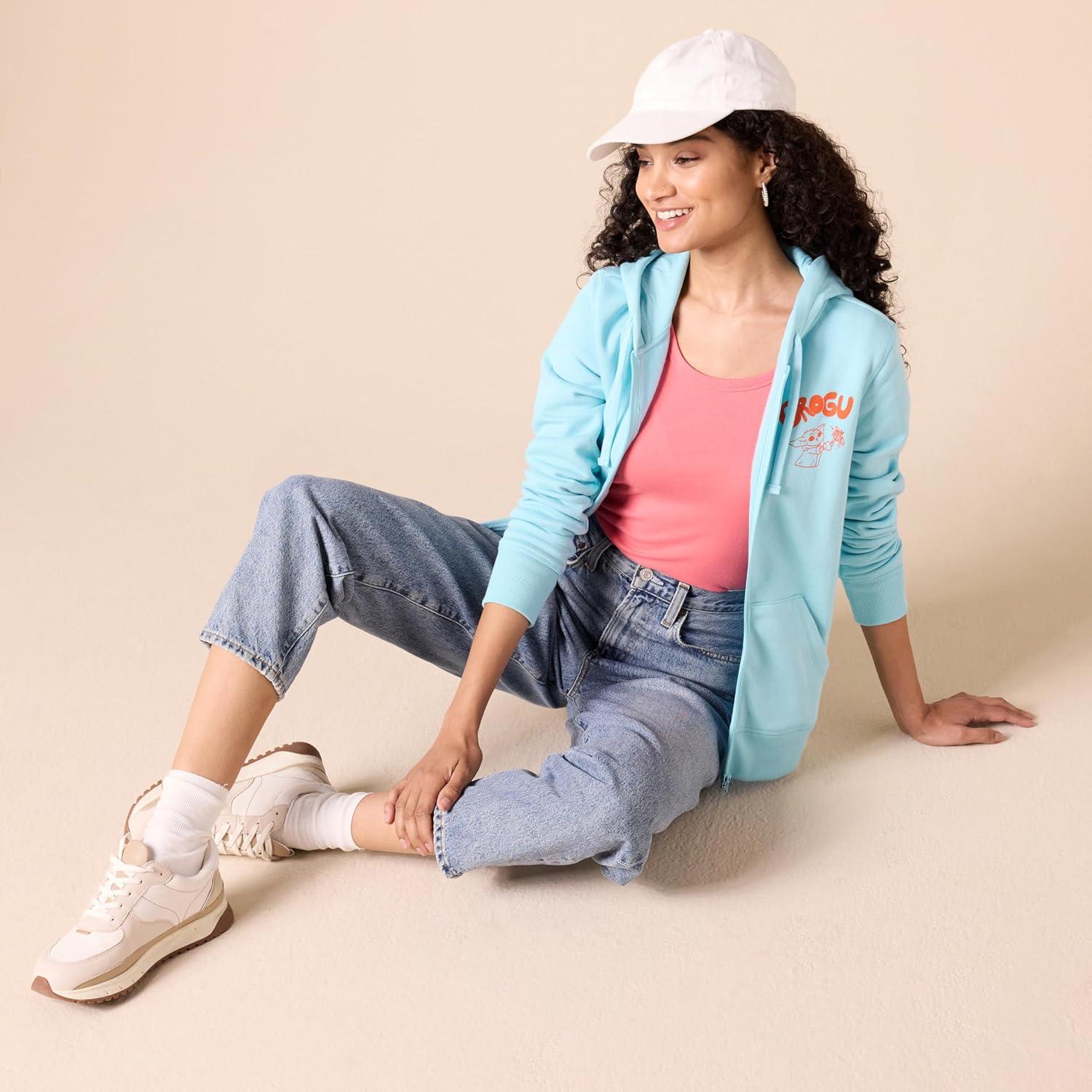 imageAmazon Essentials Disney  Marvel  Star Wars Womens Fleece FullZip Hoodie Sweatshirts Available in Plus SizeStar Wars Grogu