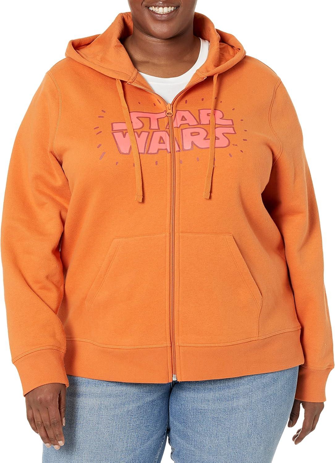 imageAmazon Essentials Disney  Marvel  Star Wars Womens Fleece FullZip Hoodie Sweatshirts Available in Plus SizeStar Wars Logo