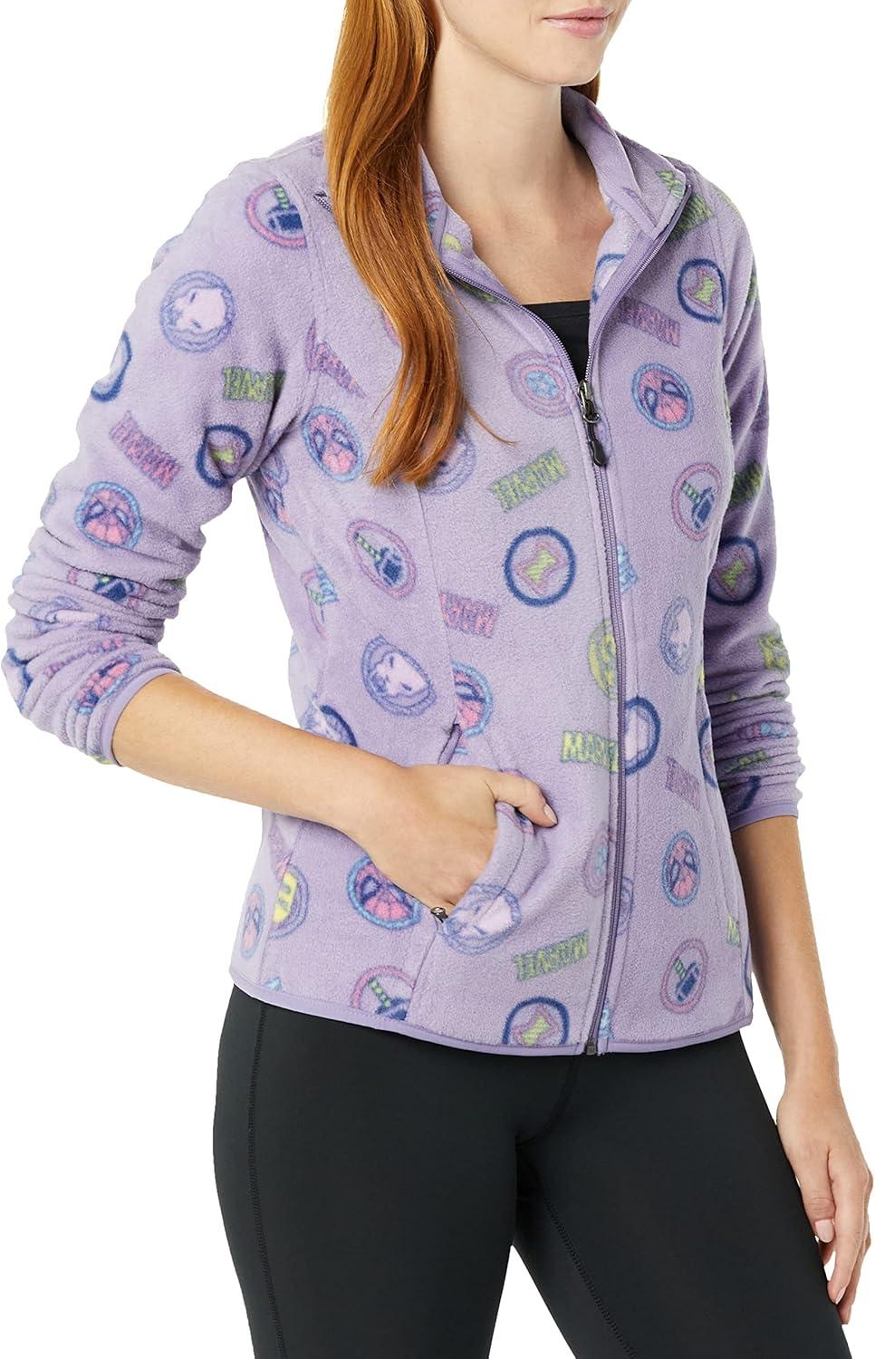 imageAmazon Essentials Disney  Marvel  Star Wars Womens Polar Fleece FullZip Mock JacketsMarvel Logo