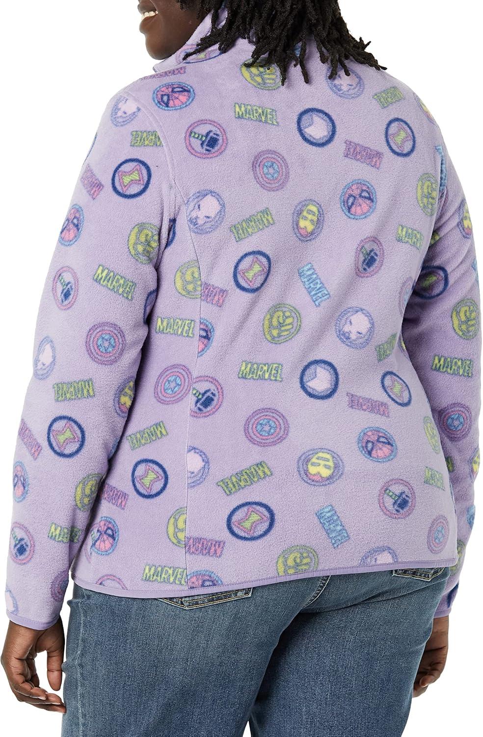 imageAmazon Essentials Disney  Marvel  Star Wars Womens Polar Fleece FullZip Mock JacketsMarvel Logo