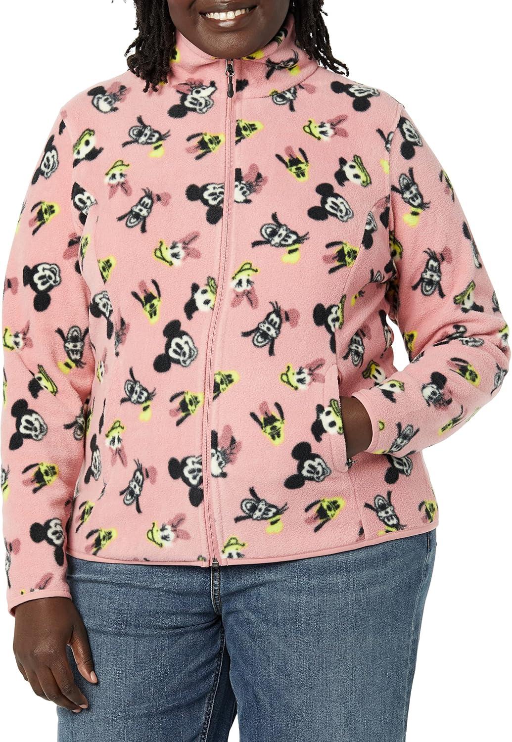 imageAmazon Essentials Disney  Marvel  Star Wars Womens Polar Fleece FullZip Mock JacketsMinnie and Friends