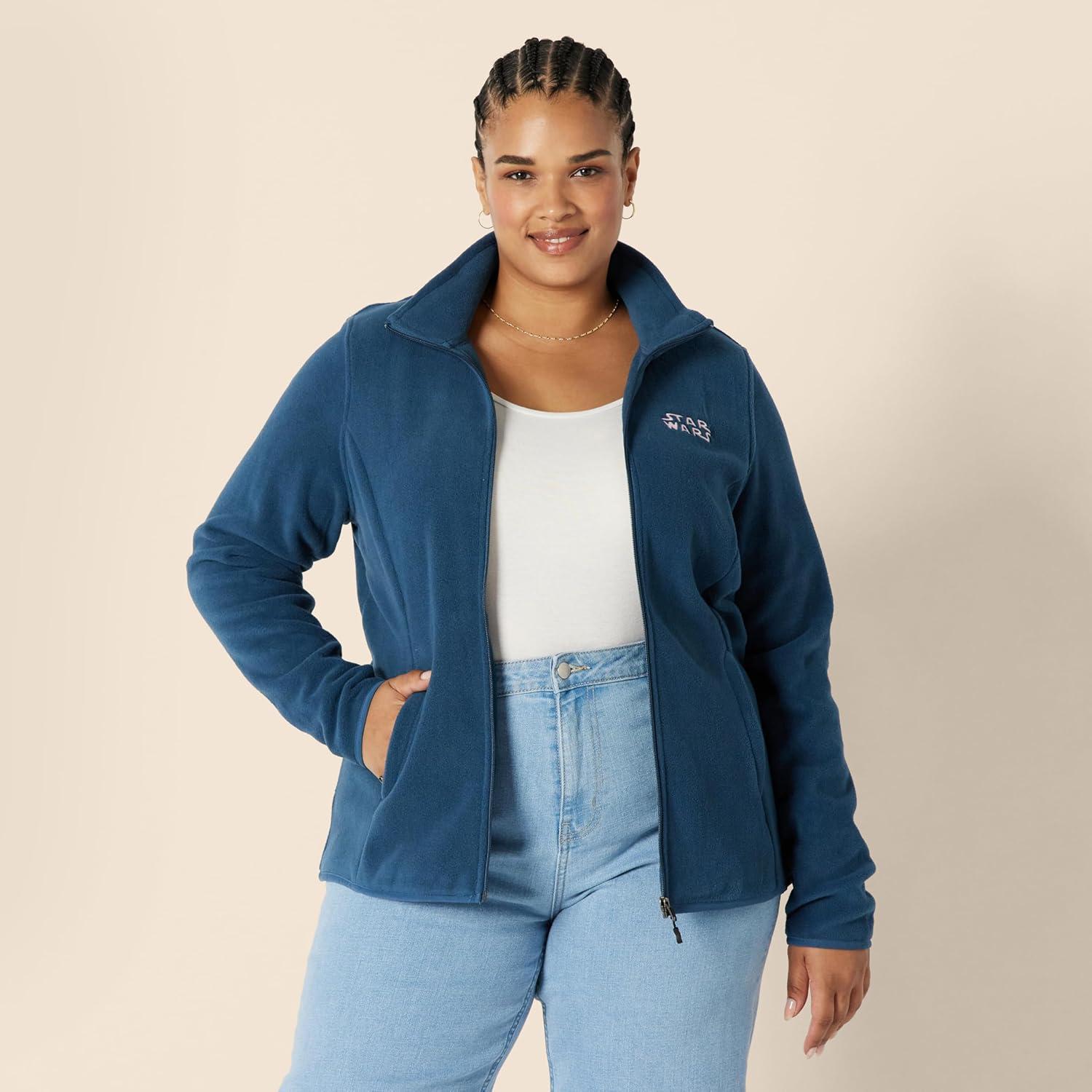 imageAmazon Essentials Disney  Marvel  Star Wars Womens Polar Fleece FullZip Mock JacketsStar Wars Logo
