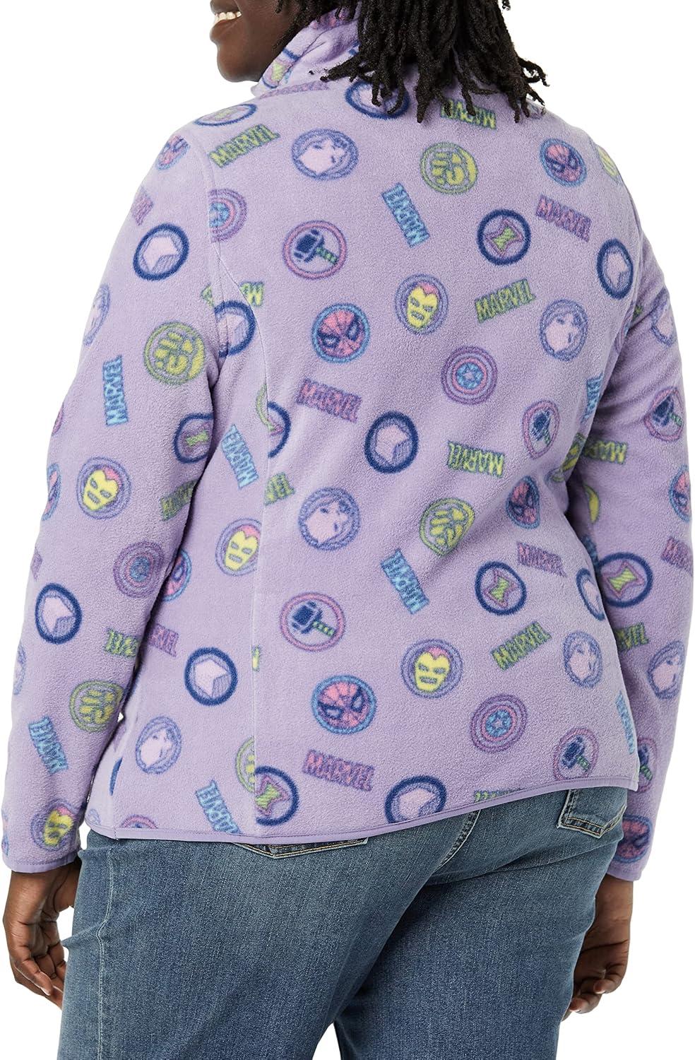 imageAmazon Essentials Disney  Marvel  Star Wars Womens Polar Fleece QuarterZip Mock JacketsMarvel Logo