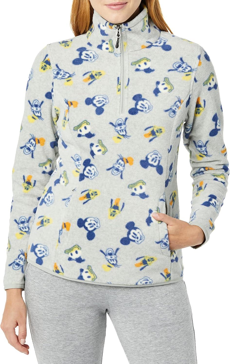 imageAmazon Essentials Disney  Marvel  Star Wars Womens Polar Fleece QuarterZip Mock JacketsMickey and Friends