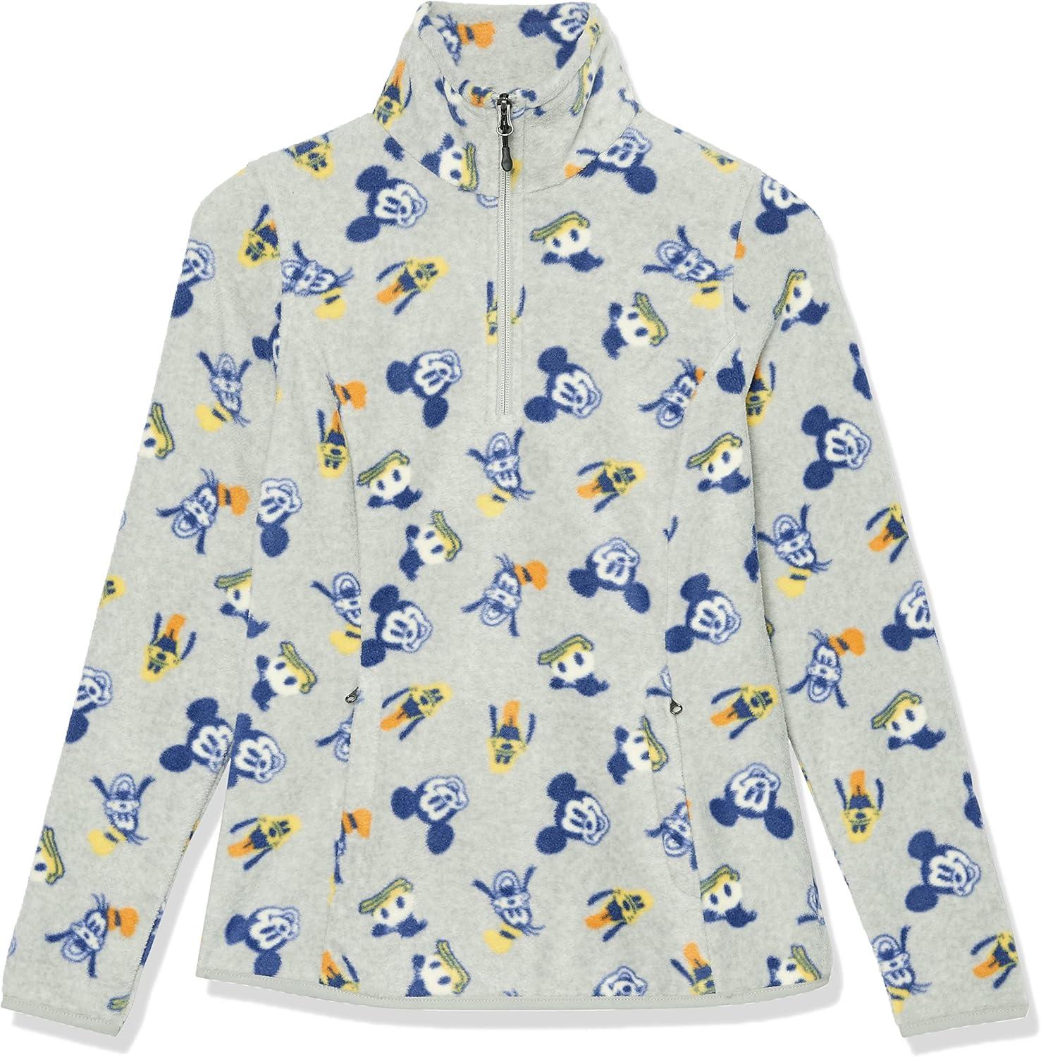 imageAmazon Essentials Disney  Marvel  Star Wars Womens Polar Fleece QuarterZip Mock JacketsMickey and Friends