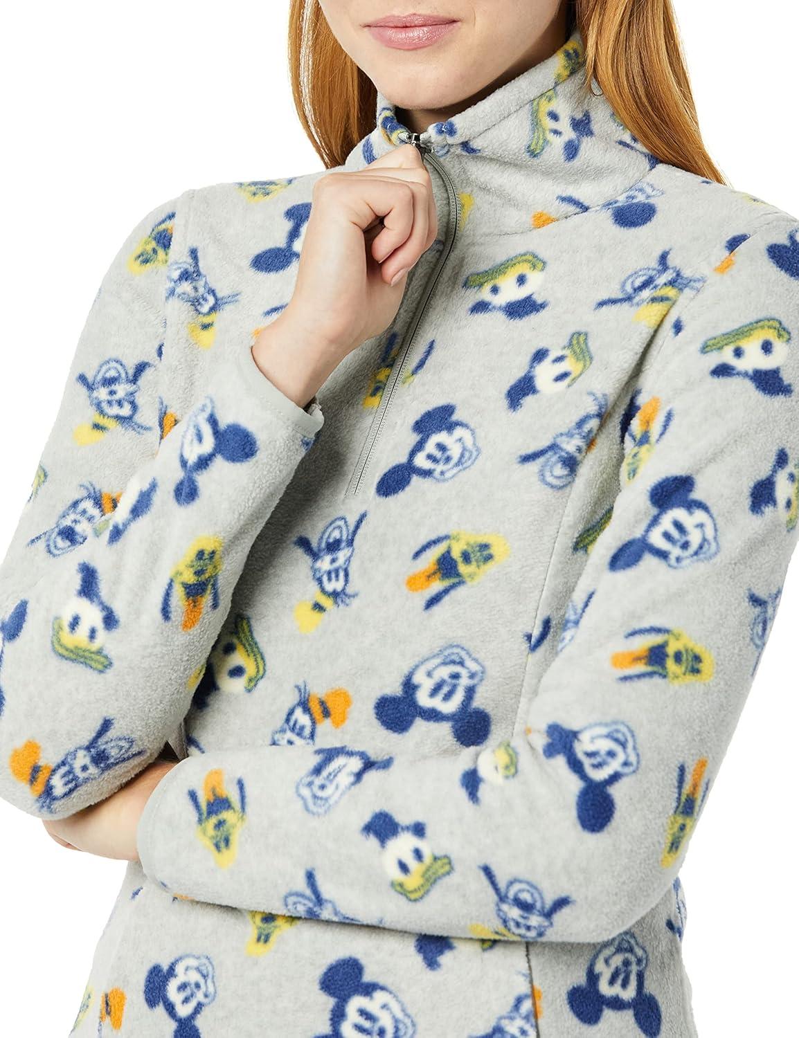 imageAmazon Essentials Disney  Marvel  Star Wars Womens Polar Fleece QuarterZip Mock JacketsMickey and Friends