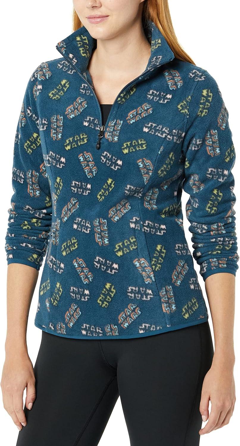 imageAmazon Essentials Disney  Marvel  Star Wars Womens Polar Fleece QuarterZip Mock JacketsStar Wars Logo