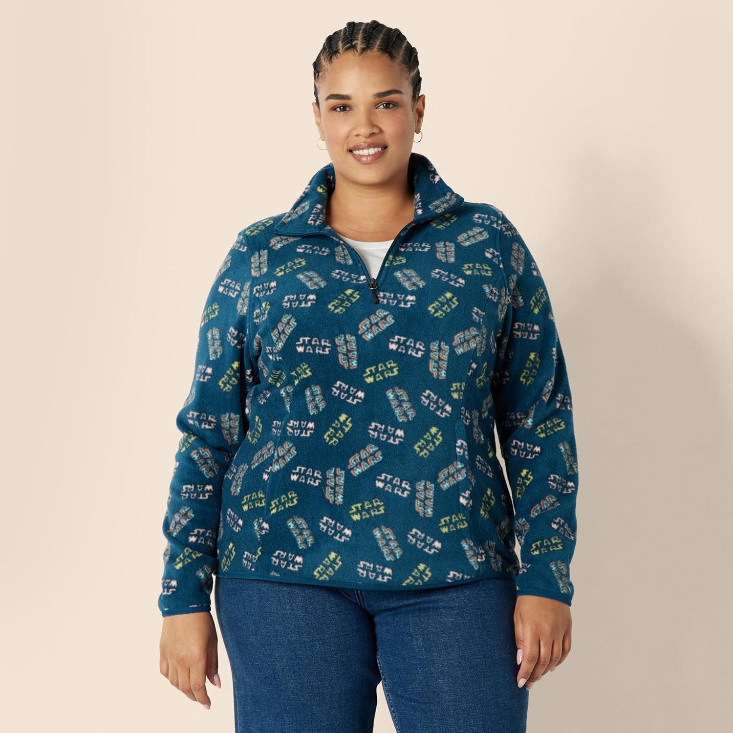imageAmazon Essentials Disney  Marvel  Star Wars Womens Polar Fleece QuarterZip Mock JacketsStar Wars Logo