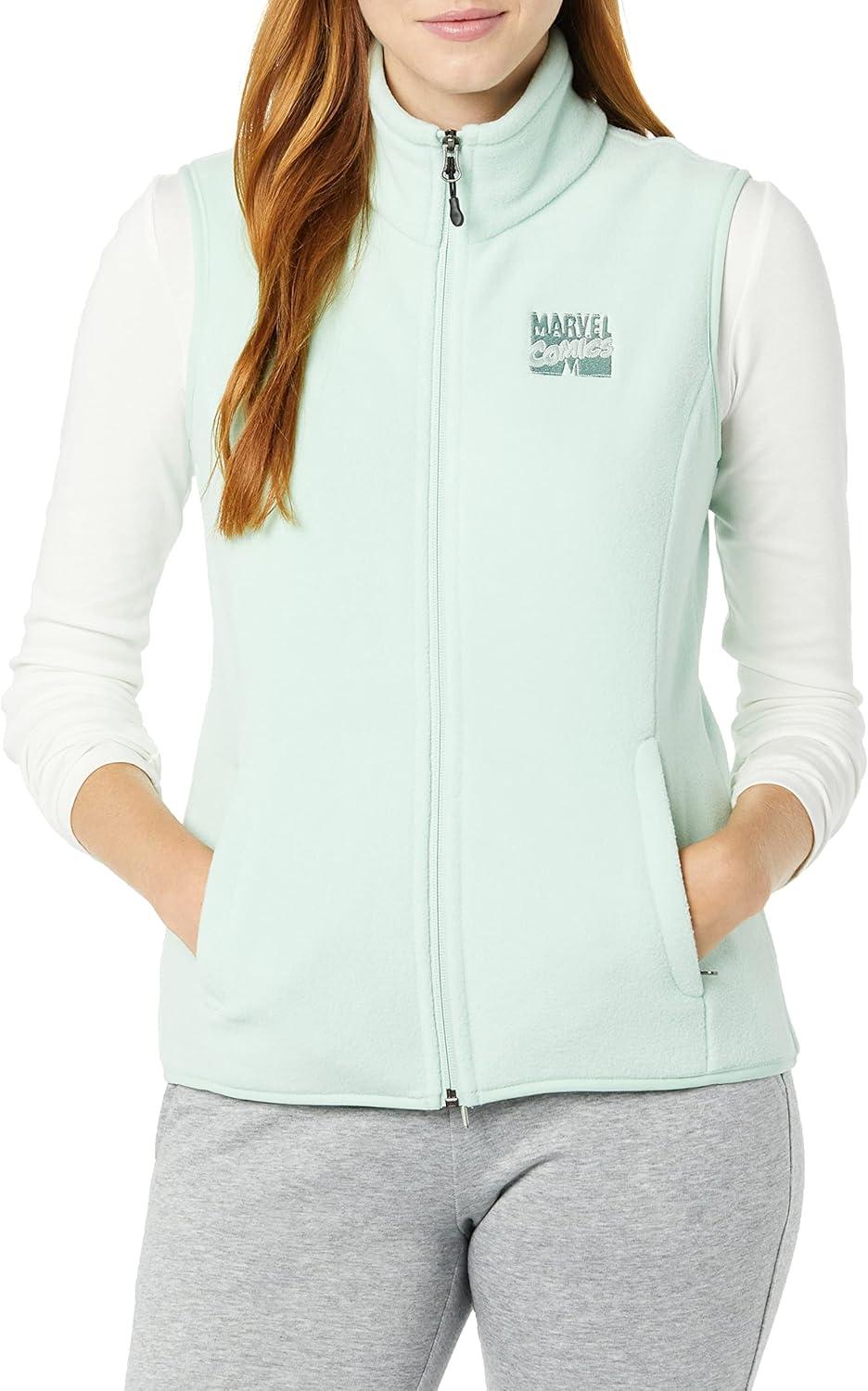 imageAmazon Essentials Disney  Marvel  Star Wars Womens Polar Fleece VestsMarvel Comic Logo