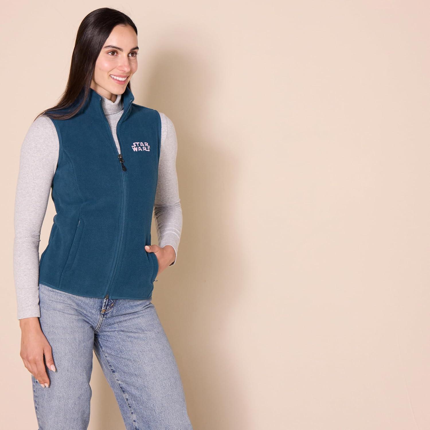 imageAmazon Essentials Disney  Marvel  Star Wars Womens Polar Fleece VestsStar Wars Logo