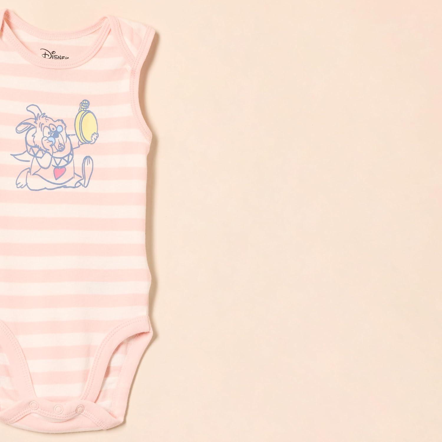 imageAmazon Essentials Disney  Star Wars  Princess Baby Girls Sleeveless Bodysuits Pack of 6Alice Tea Party