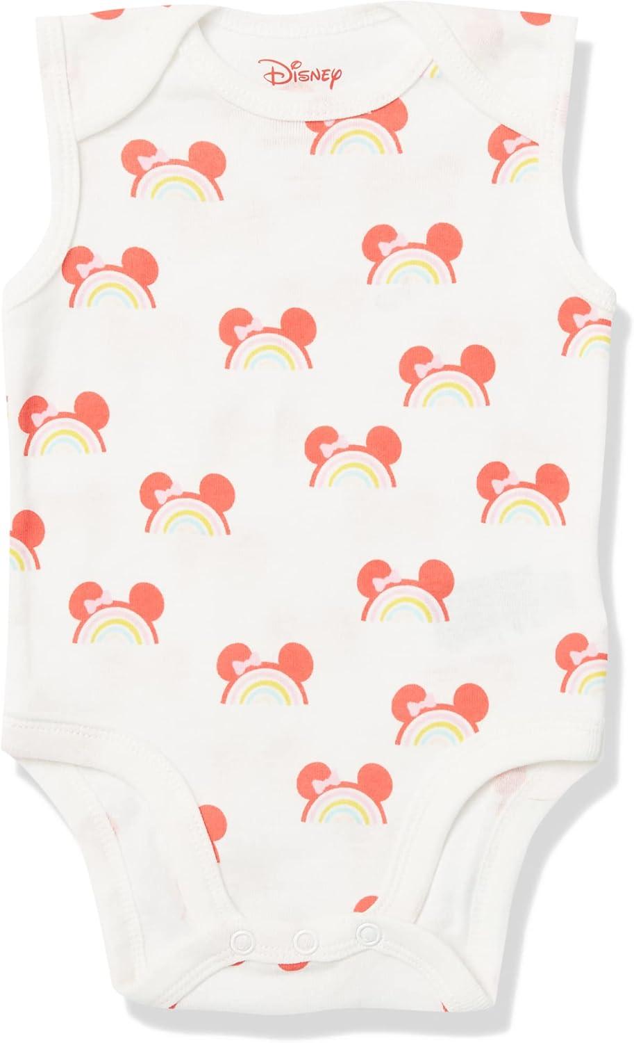 imageAmazon Essentials Disney  Star Wars  Princess Baby Girls Sleeveless Bodysuits Pack of 6Minnie Rainbow Chaser