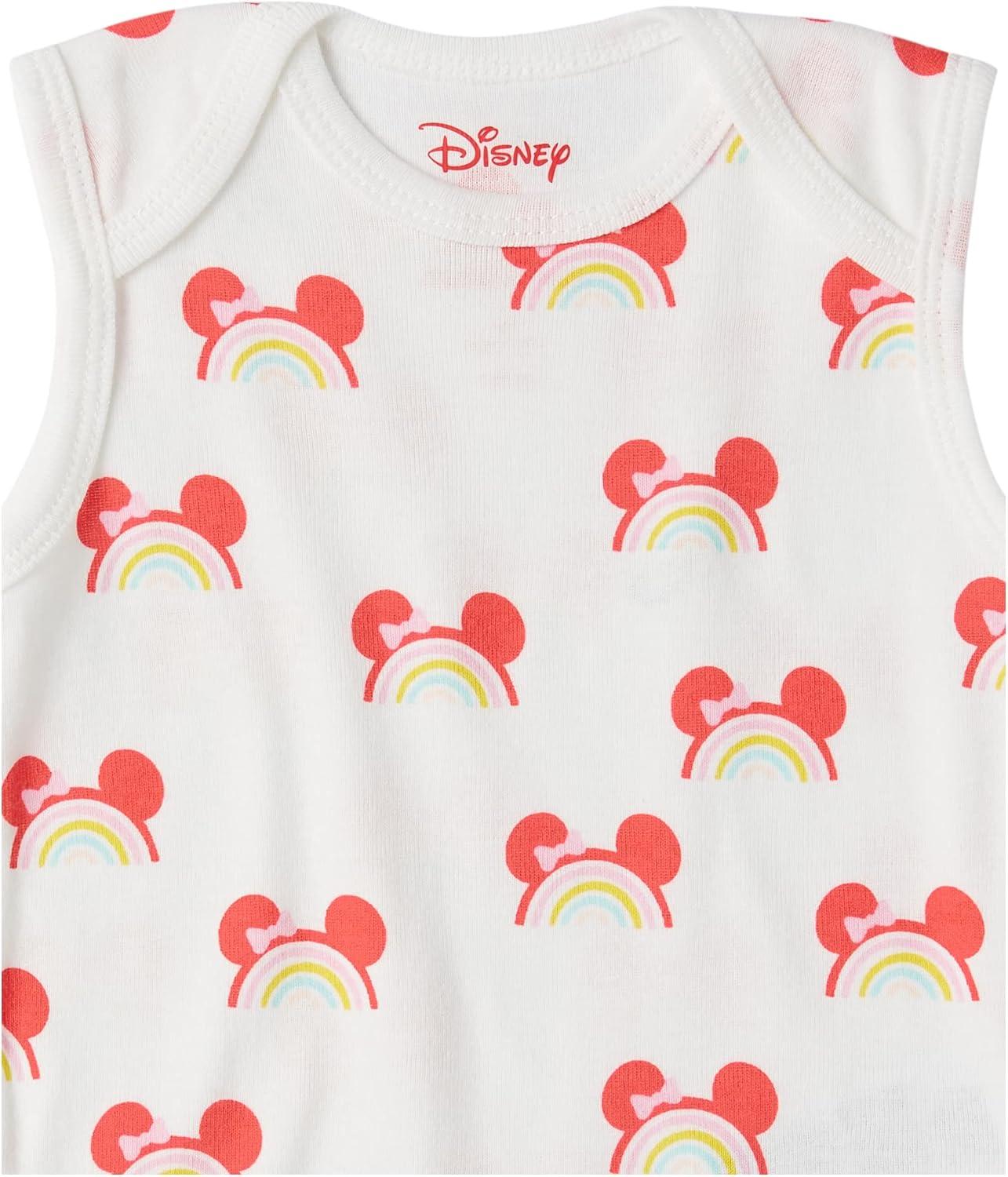 imageAmazon Essentials Disney  Star Wars  Princess Baby Girls Sleeveless Bodysuits Pack of 6Minnie Rainbow Chaser