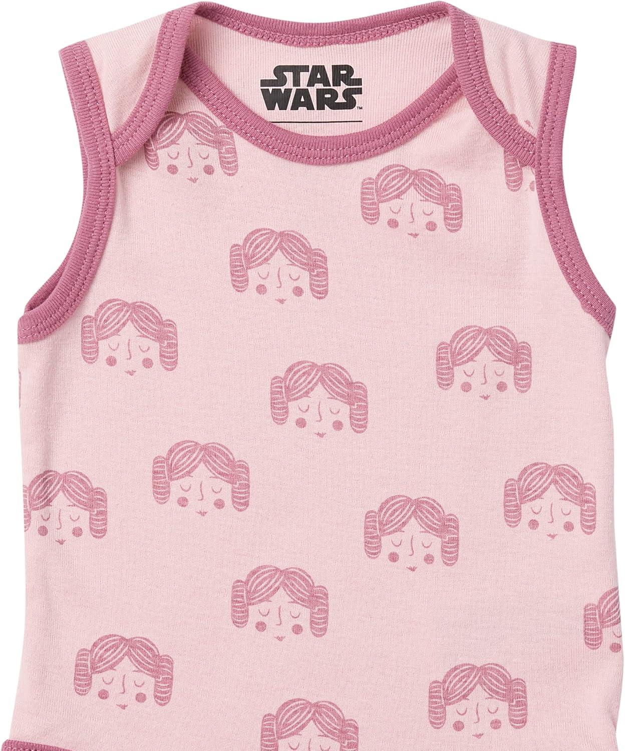 imageAmazon Essentials Disney  Star Wars  Princess Baby Girls Sleeveless Bodysuits Pack of 6Star Wars Tiny Rebel
