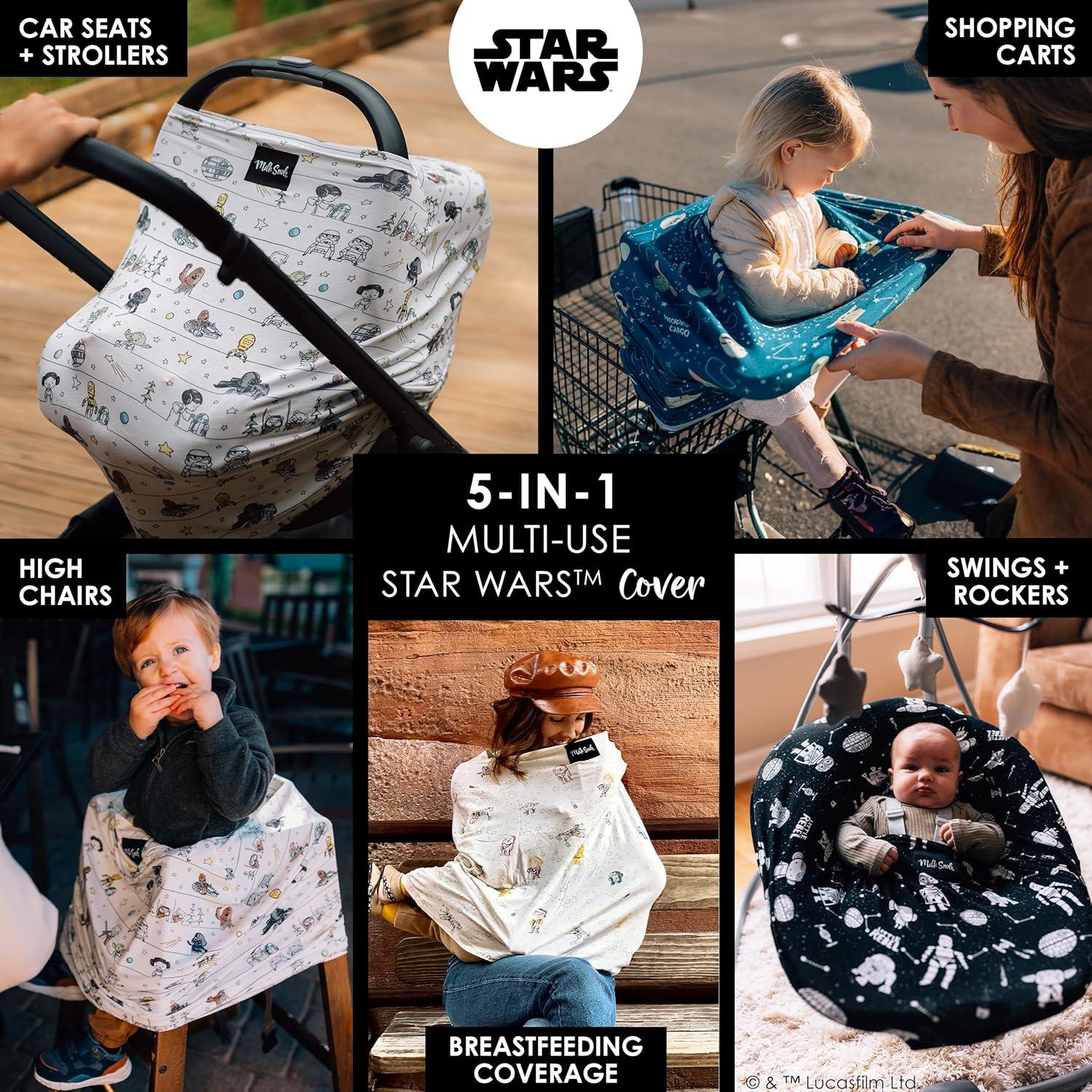 imageMilk Snob Original Star Wars 5in1 Cover The Child Added Privacy for Breastfeeding Baby Car Seat Carrier Stroller High Chair Shopping Cart Lounger Canopy  Newborn Essentials Nursing TopPrecious Padawans