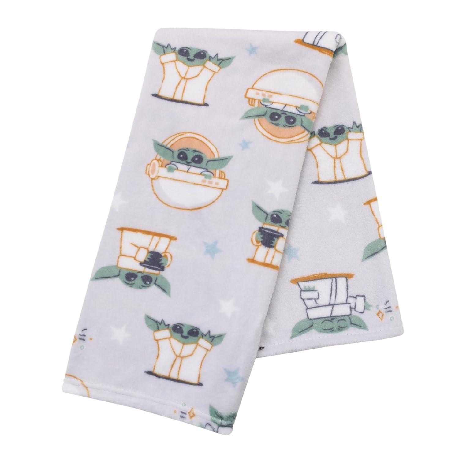 imageNoJo Star Wars Grogu Baby Blanket Crib Sheet and Musical Mobile Bundle  Super Soft Nursery Essentials