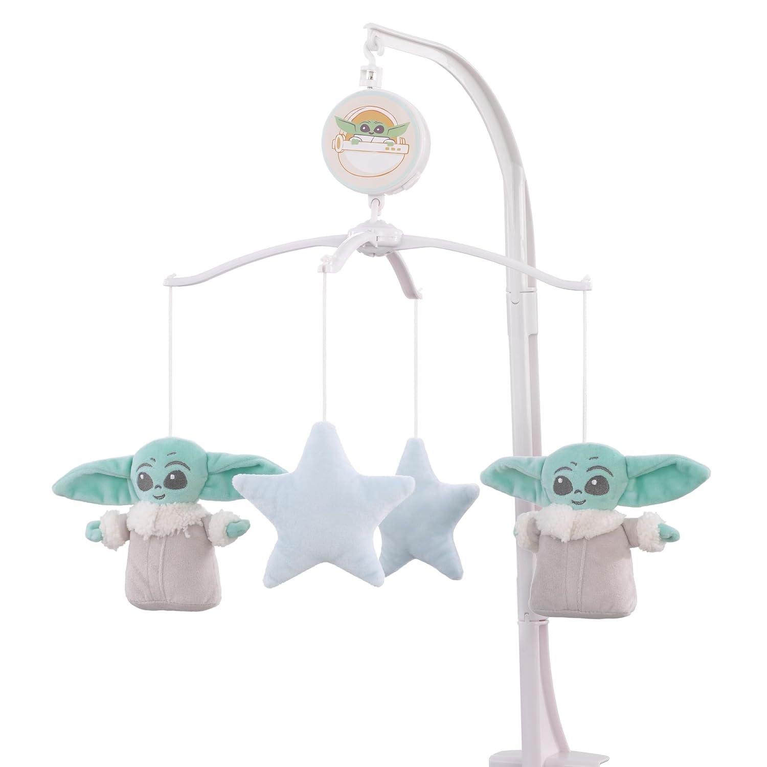 imageNoJo Star Wars Grogu Baby Blanket Crib Sheet and Musical Mobile Bundle  Super Soft Nursery Essentials