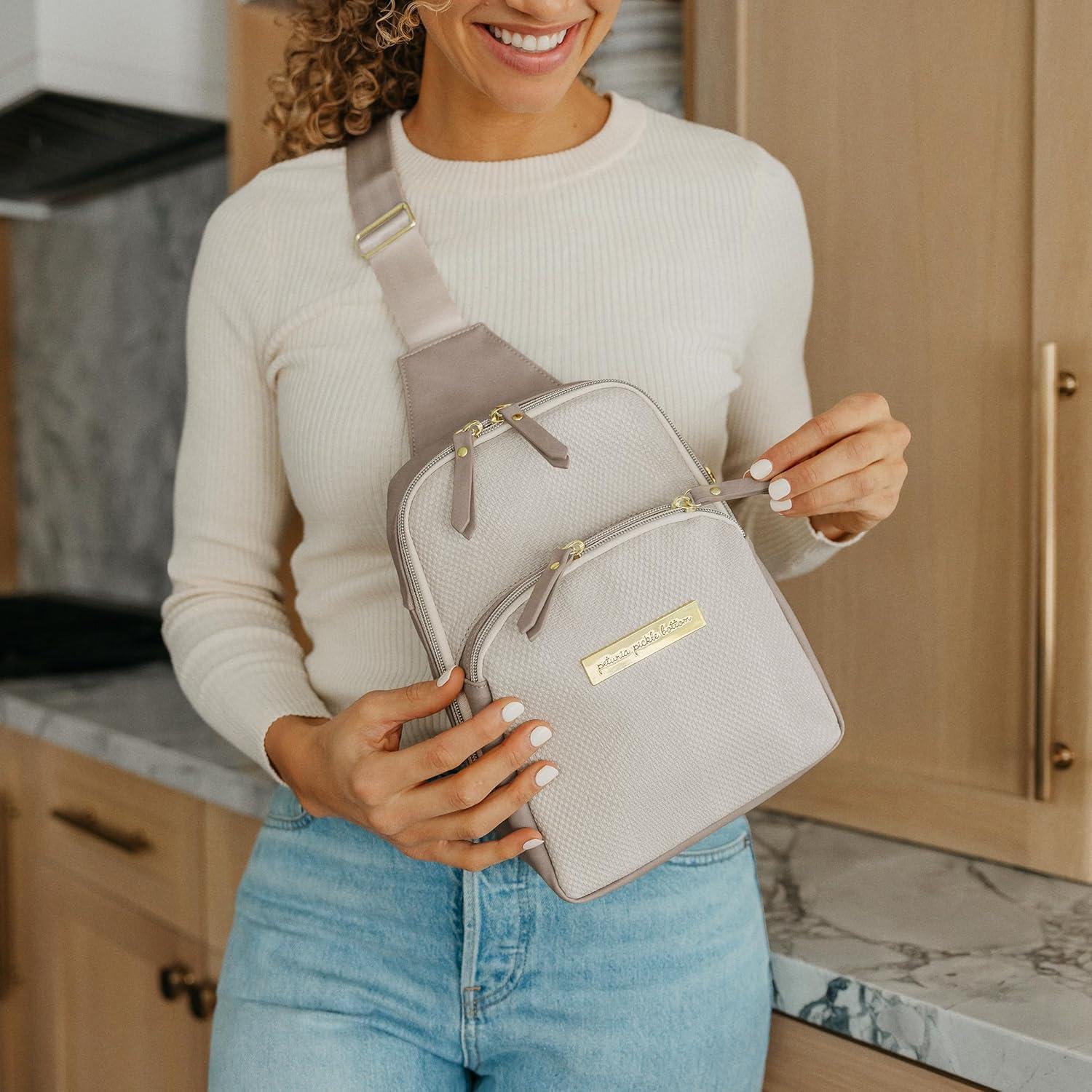 imagePetunia Pickle Bottom CrissCross Sling Bag for Women ampamp Men Adjustable Strap for CustomFit Spacious Main Pocket Lightweight Stylish ampamp Practical for Everyday Use Disney Star Wars The ChildGrey Matte Cable Stitch