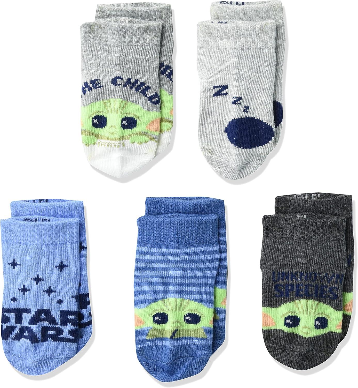 imageSTAR WARS Baby Boys The Mandalorian 5 Pack Shorty SocksBlue Grey Multi