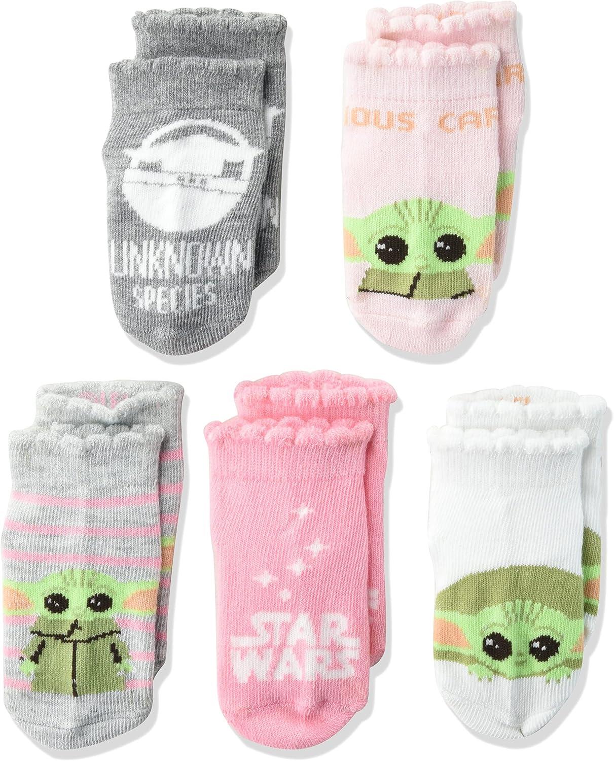 imageSTAR WARS Baby Boys The Mandalorian 5 Pack Shorty SocksPink Grey Multi