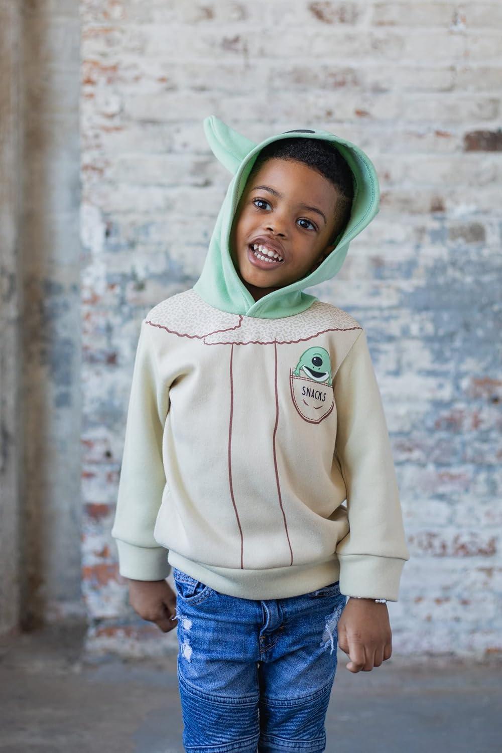 imageSTAR WARS Baby Yoda Fleece Pullover Hoodie Toddler to Big KidKhaki