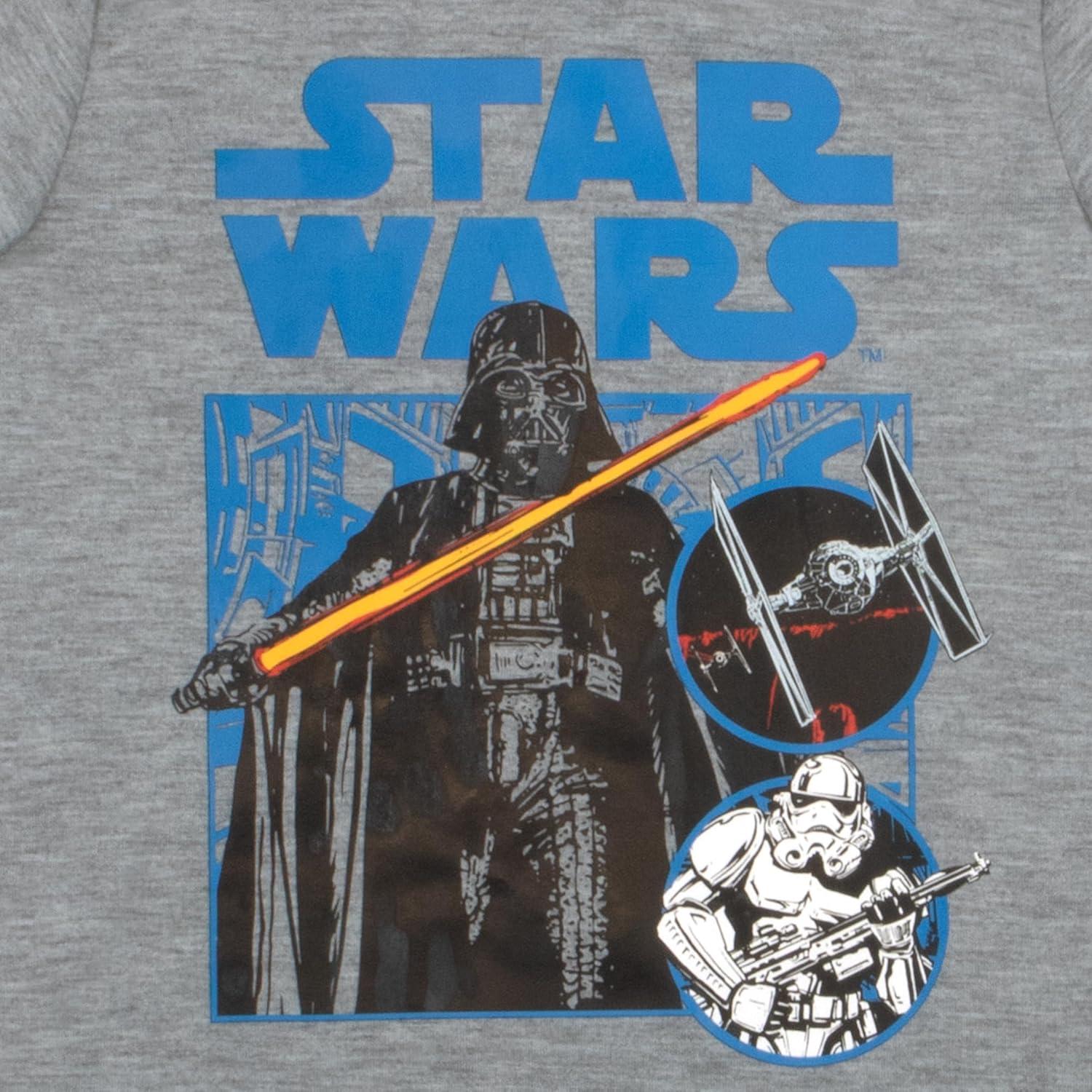 imageSTAR WARS Boys 3Piece Set  Short Sleeve TShirt Tank Top and Shorts Summer Outfit Bundle for Kids and ToddlersGrey and Blue