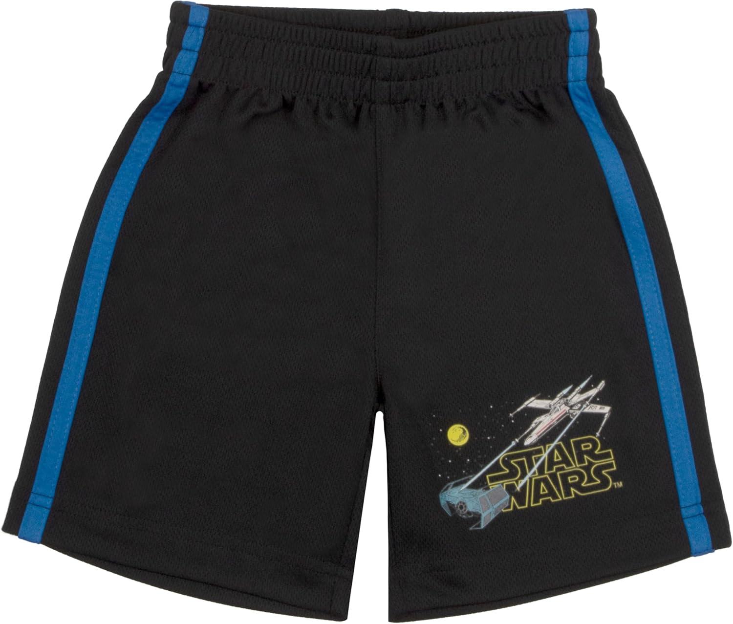 imageSTAR WARS Boys 3Piece Set  Short Sleeve TShirt Tank Top and Shorts Summer Outfit Bundle for Kids and ToddlersGrey and Blue