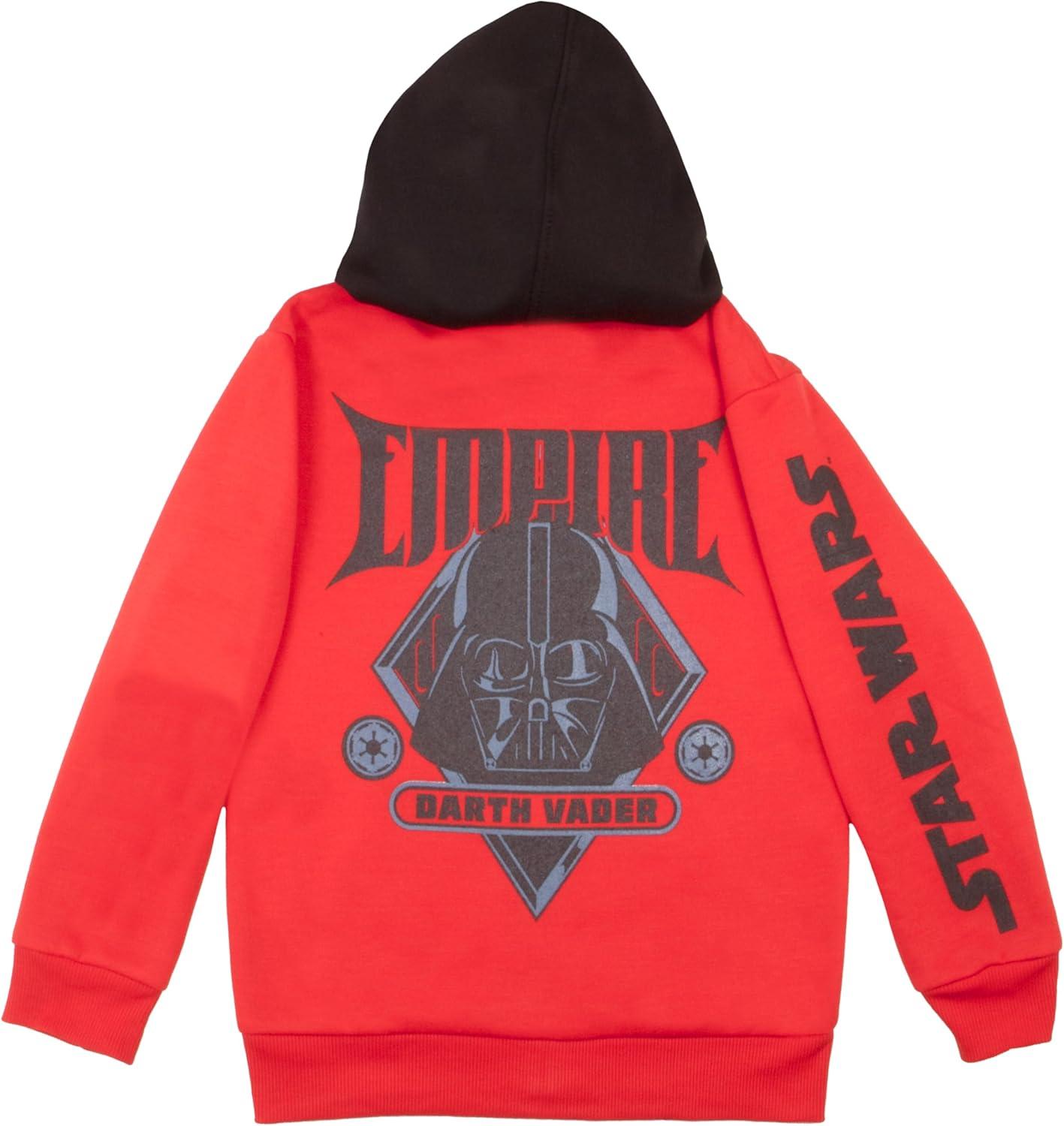 imageSTAR WARS Boys Matching Sets Darth Vader Pullover Hoodie and Jogger Fleece Set for Boys 2 Piece BundleRed and Black