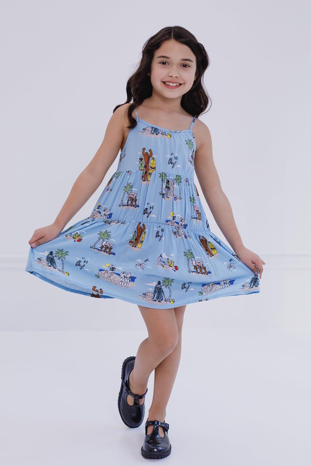 imageSTAR WARS Chewbacca Darth Vader R2D2 Stormtrooper TIE Fighter XWing Matching Family Hawaiian Button Down Shirt AdultBlue Island  Knee Length Dress