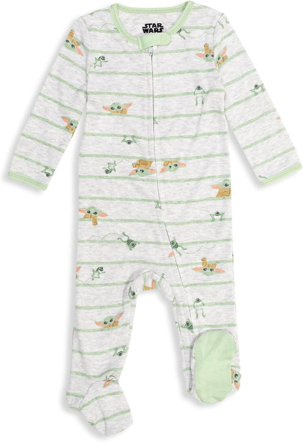 imageSTAR WARS Chewbacca R2 D2 Darth Vader Stormtrooper Baby 2 Pack Zip Up Long Sleeve Sleep N Play Coveralls Newborn to InfantGreenWhite