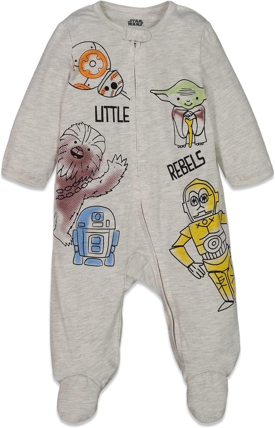 imageSTAR WARS Chewbacca R2 D2 Darth Vader Stormtrooper Baby 2 Pack Zip Up Long Sleeve Sleep N Play Coveralls Newborn to InfantLittle Rebels