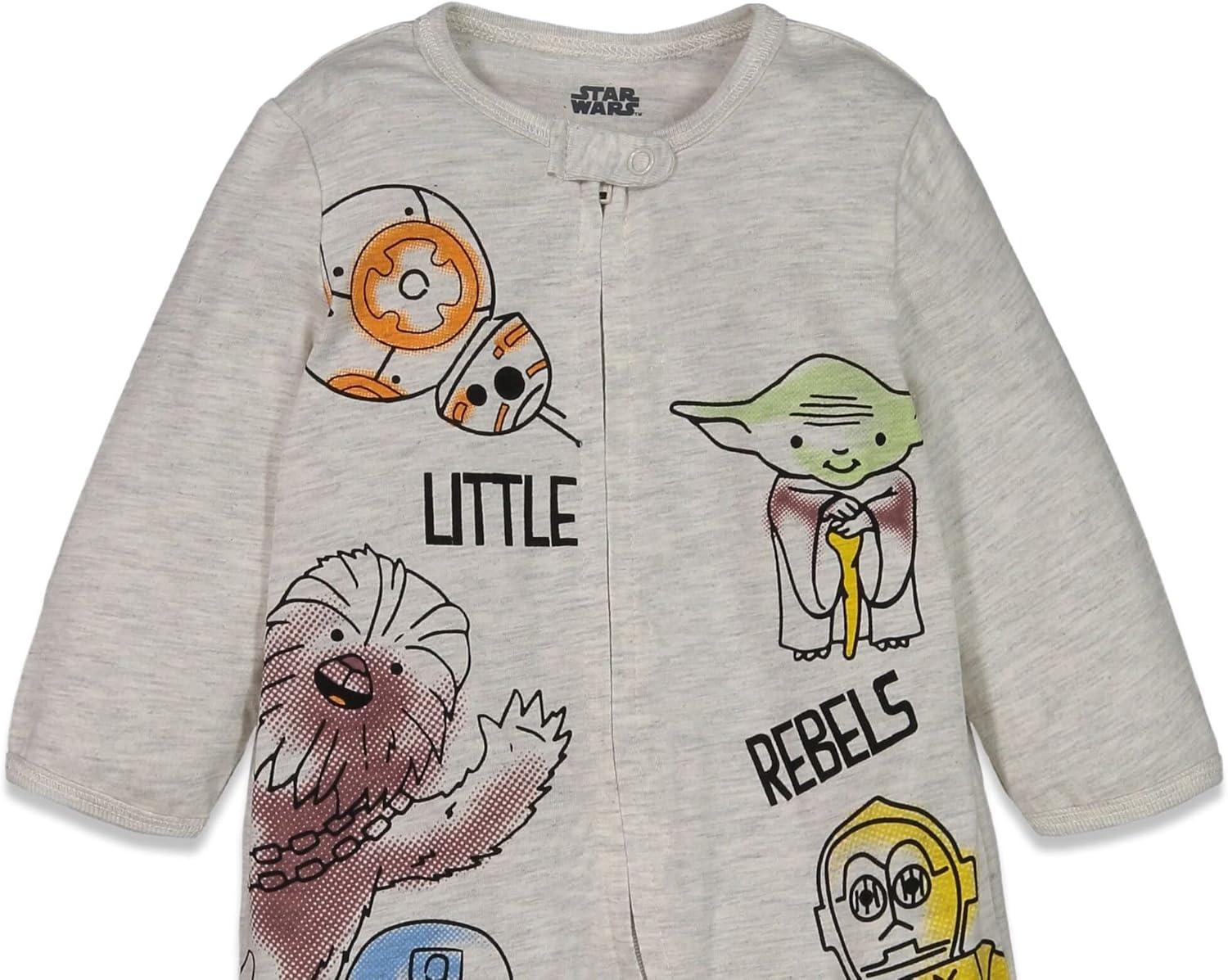 imageSTAR WARS Chewbacca R2 D2 Darth Vader Stormtrooper Baby 2 Pack Zip Up Long Sleeve Sleep N Play Coveralls Newborn to InfantLittle Rebels