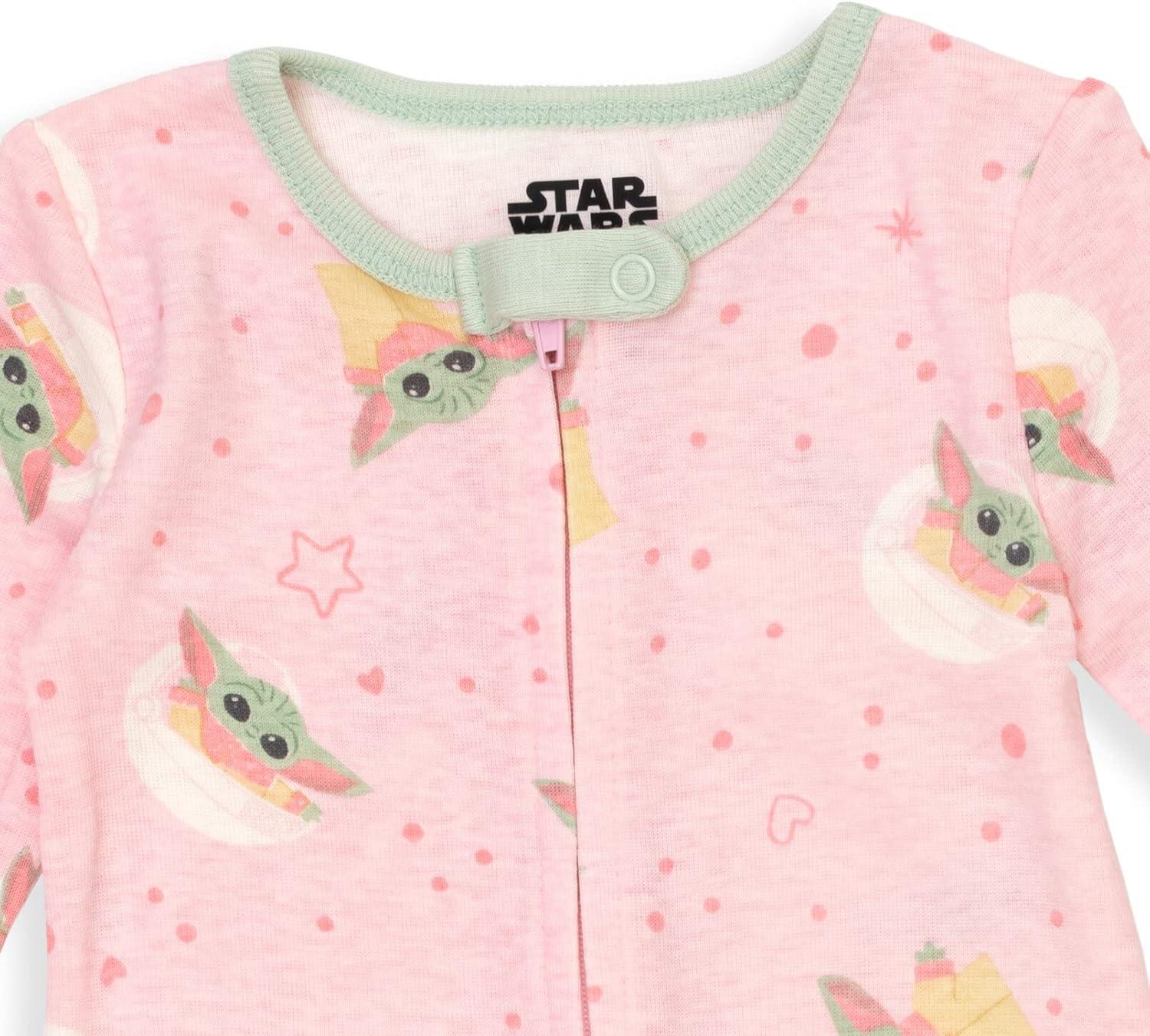 imageSTAR WARS Chewbacca R2 D2 Darth Vader Stormtrooper Baby 2 Pack Zip Up Long Sleeve Sleep N Play Coveralls Newborn to InfantPinkGreen