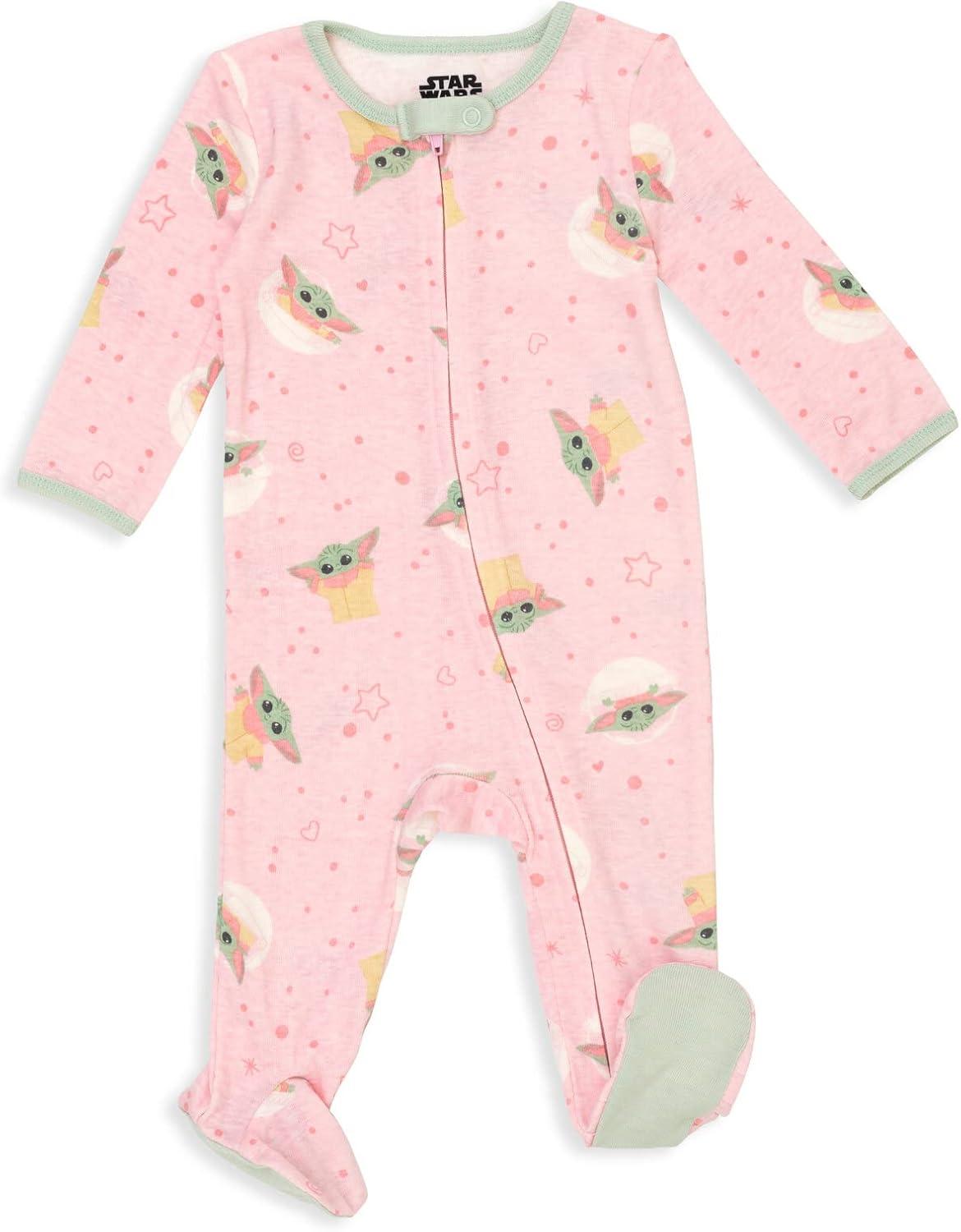 imageSTAR WARS Chewbacca R2 D2 Darth Vader Stormtrooper Baby 2 Pack Zip Up Long Sleeve Sleep N Play Coveralls Newborn to InfantPinkGreen