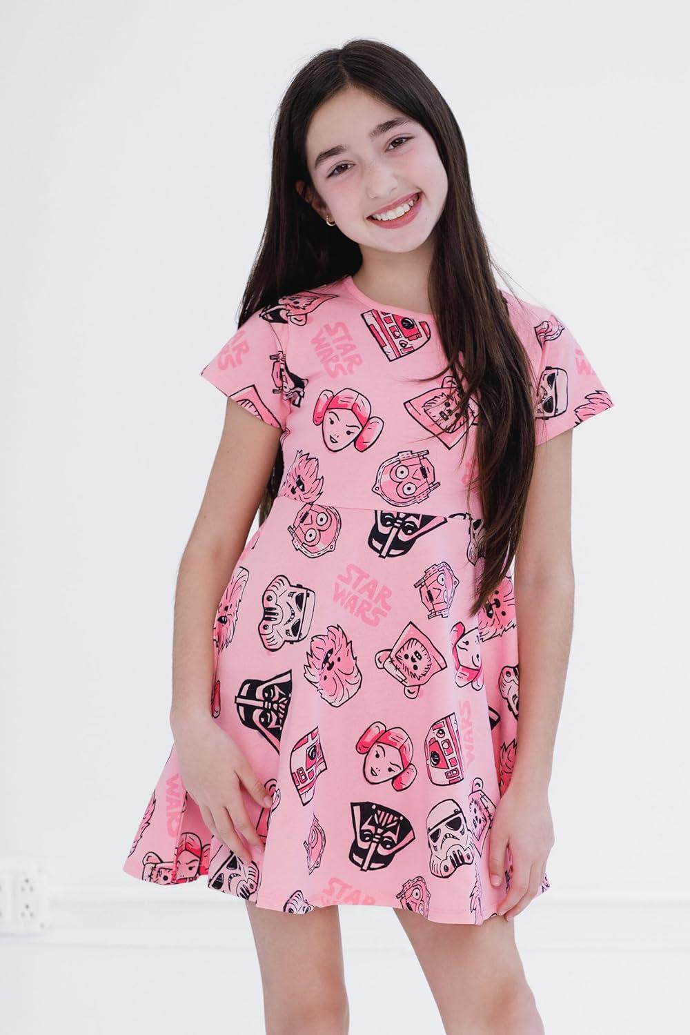 imageSTAR WARS Girls French Terry Skater Dress Toddler to Big Kid Sizes 2T  1416Pink