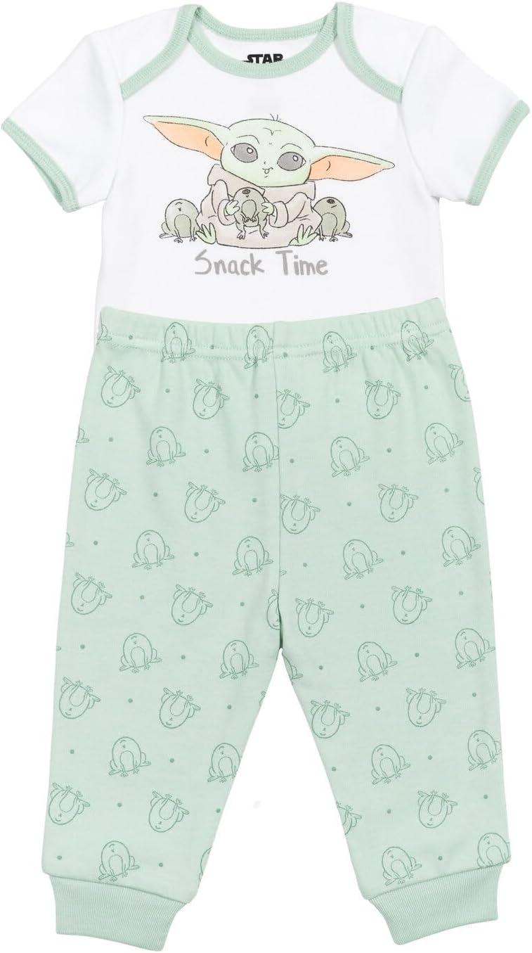 imageSTAR WARS Mandalorian The Child Baby Boys Layette Set Bodysuit Pants Bib HatWhiteGreen