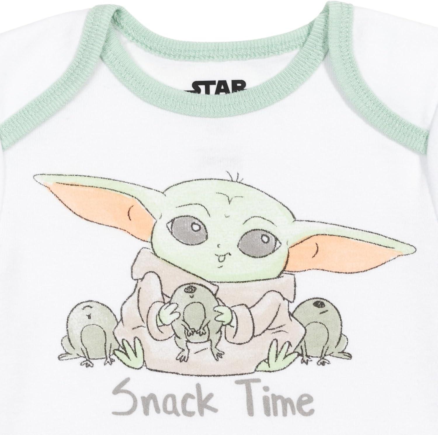 imageSTAR WARS Mandalorian The Child Baby Boys Layette Set Bodysuit Pants Bib HatWhiteGreen