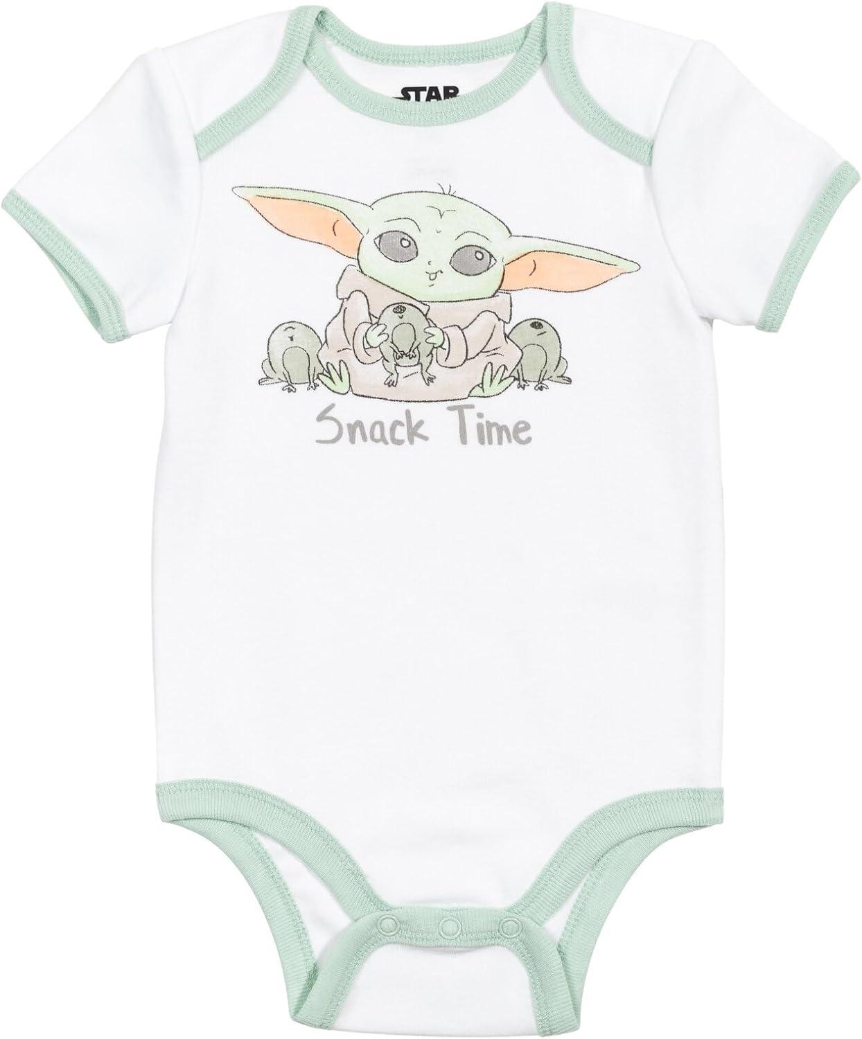 imageSTAR WARS Mandalorian The Child Baby Boys Layette Set Bodysuit Pants Bib HatWhiteGreen