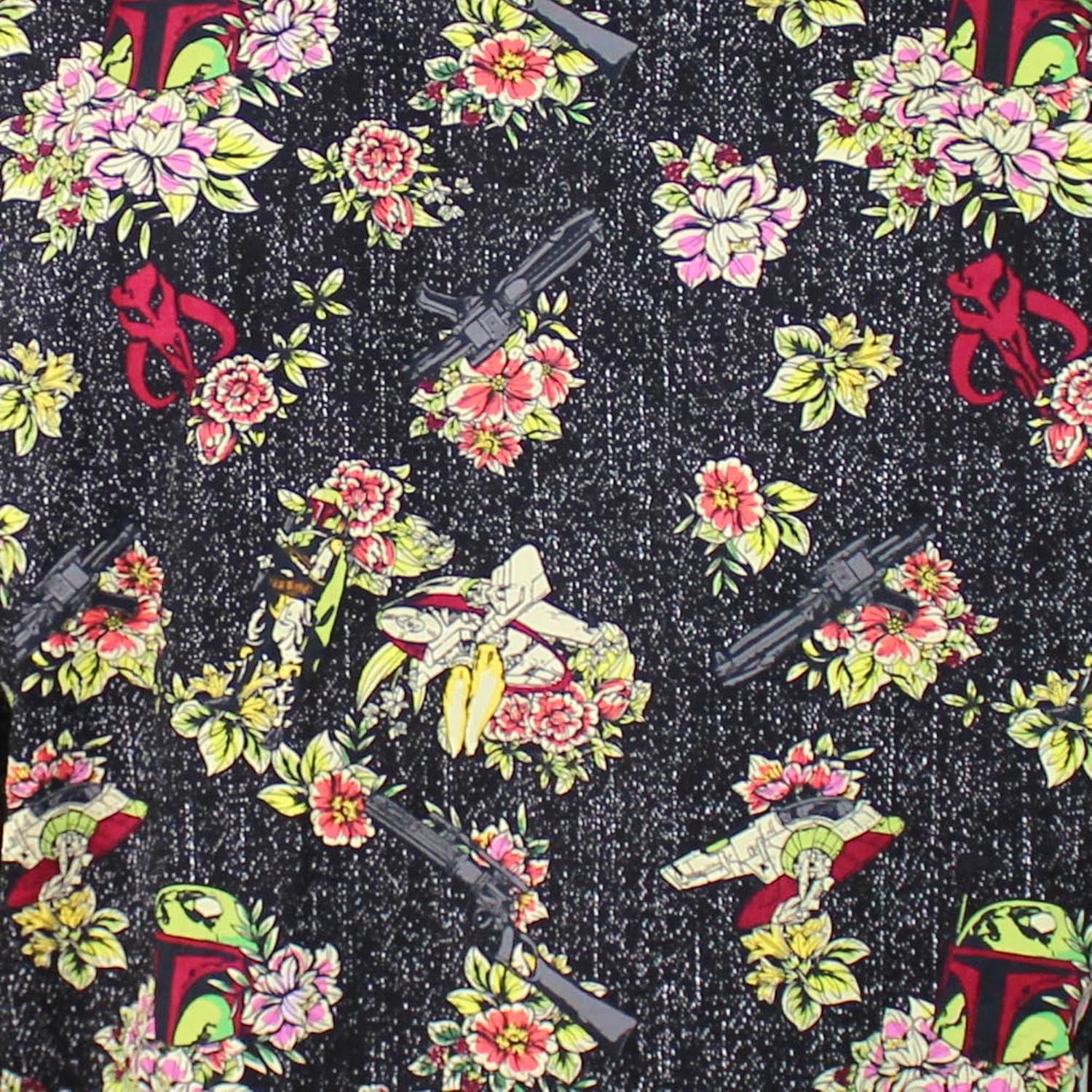imageSTAR WARS Mens Boba Fett Floral Button Down ShirtBlack