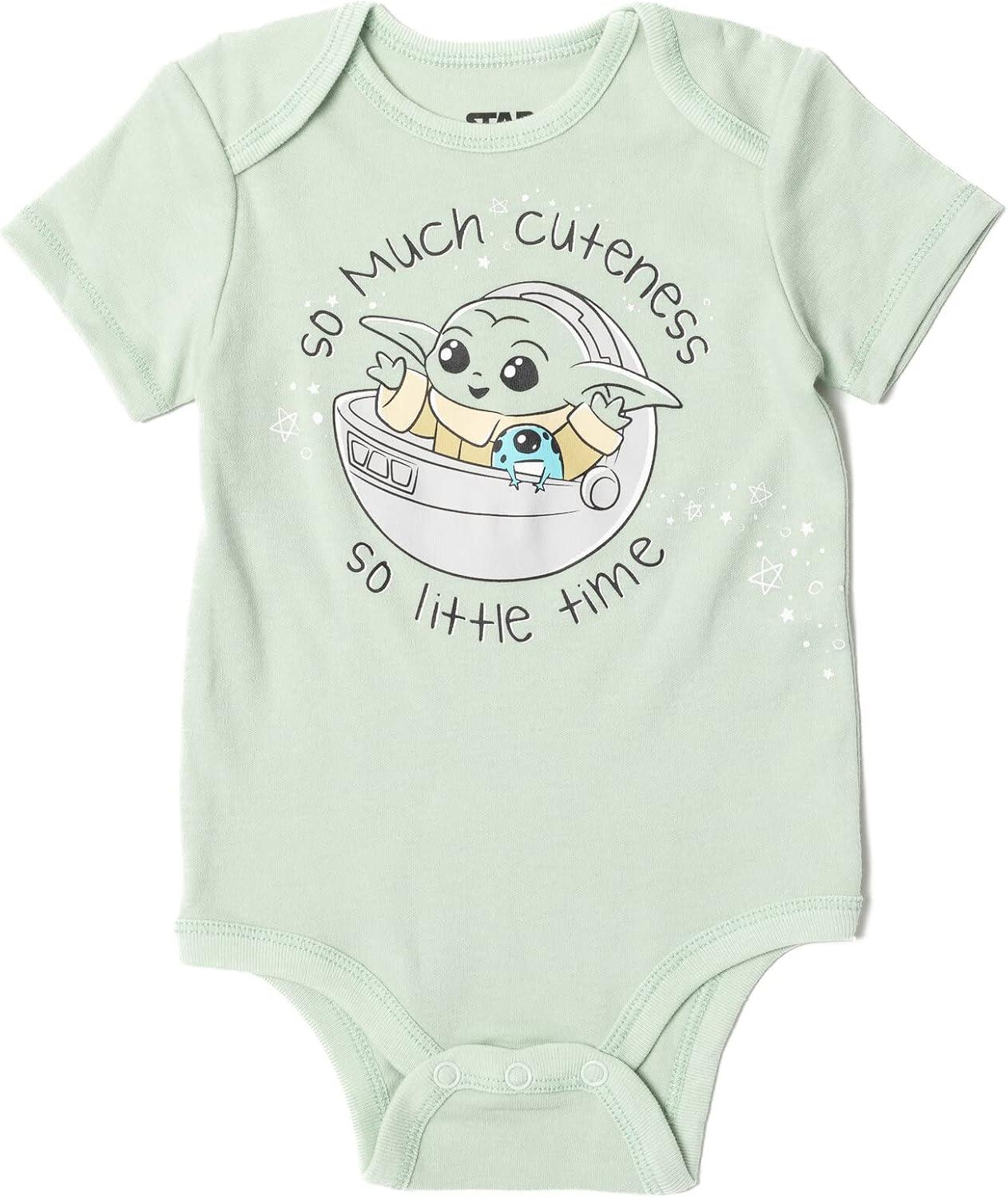 imageSTAR WARS Millennium Falcon Chewbacca Darth Vader Baby 3 Piece Outfit Set Cuddly Bodysuit Pants Hat Newborn to InfantGreenWhite