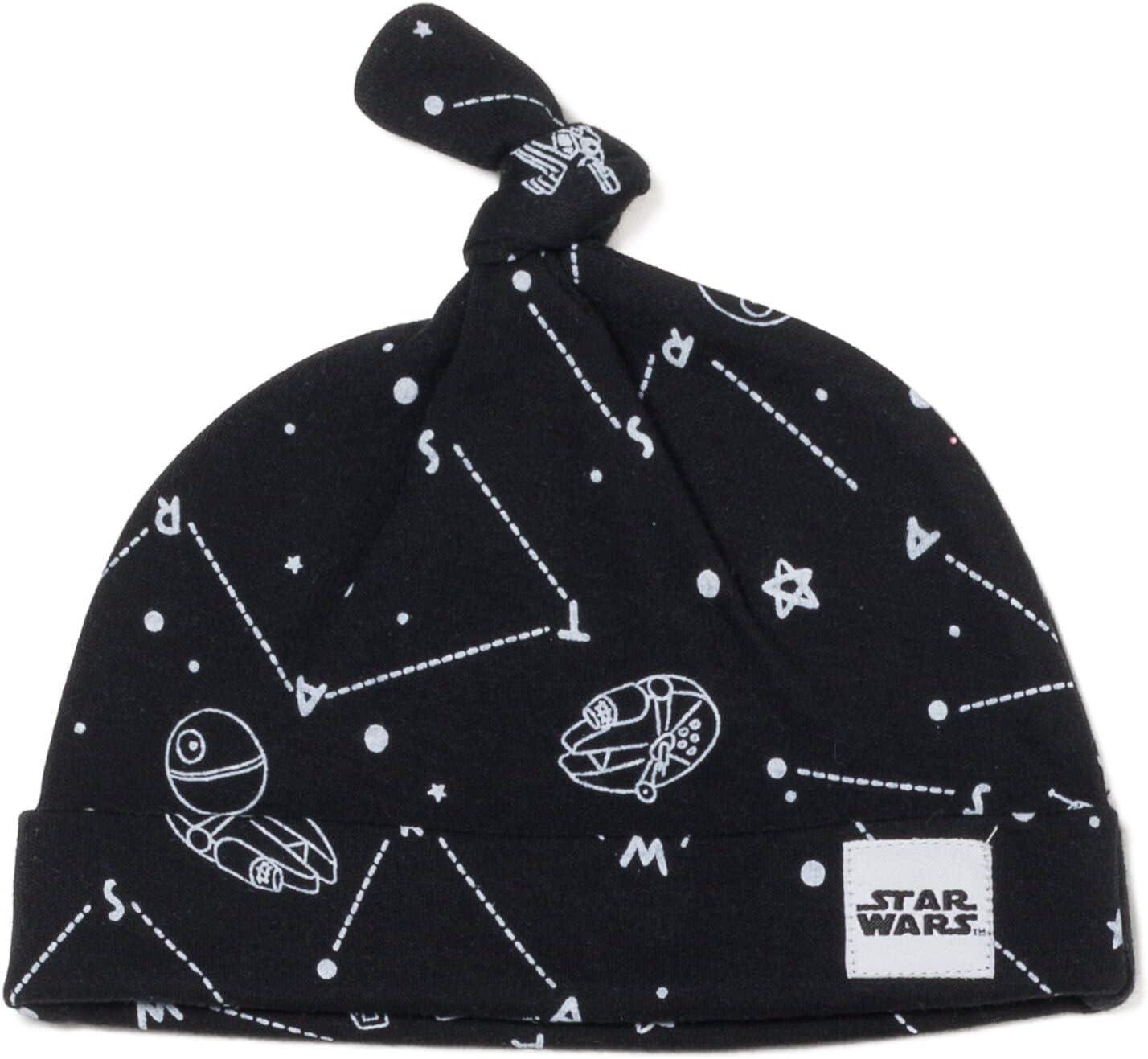 imageSTAR WARS Millennium Falcon Chewbacca Darth Vader Baby 3 Piece Outfit Set Cuddly Bodysuit Pants Hat Newborn to InfantWhite  Black