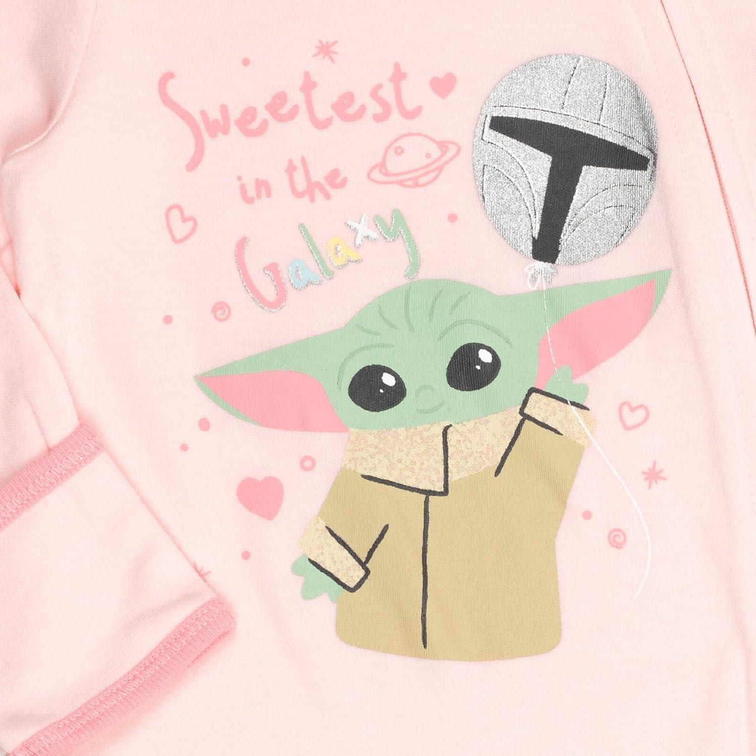 imageSTAR WARS The Child Baby Girls Sleep N Play Coverall Headband Bib and Blanket 4 Piece NewbornPinkGreen