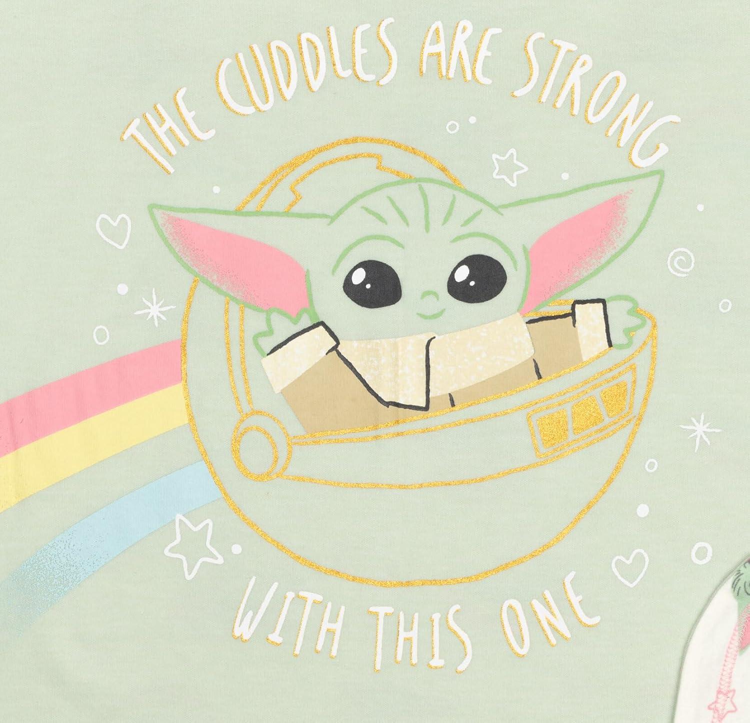 imageSTAR WARS The Child Baby Girls Sleep N Play Coverall Headband Bib and Blanket 4 Piece NewbornPinkGreen